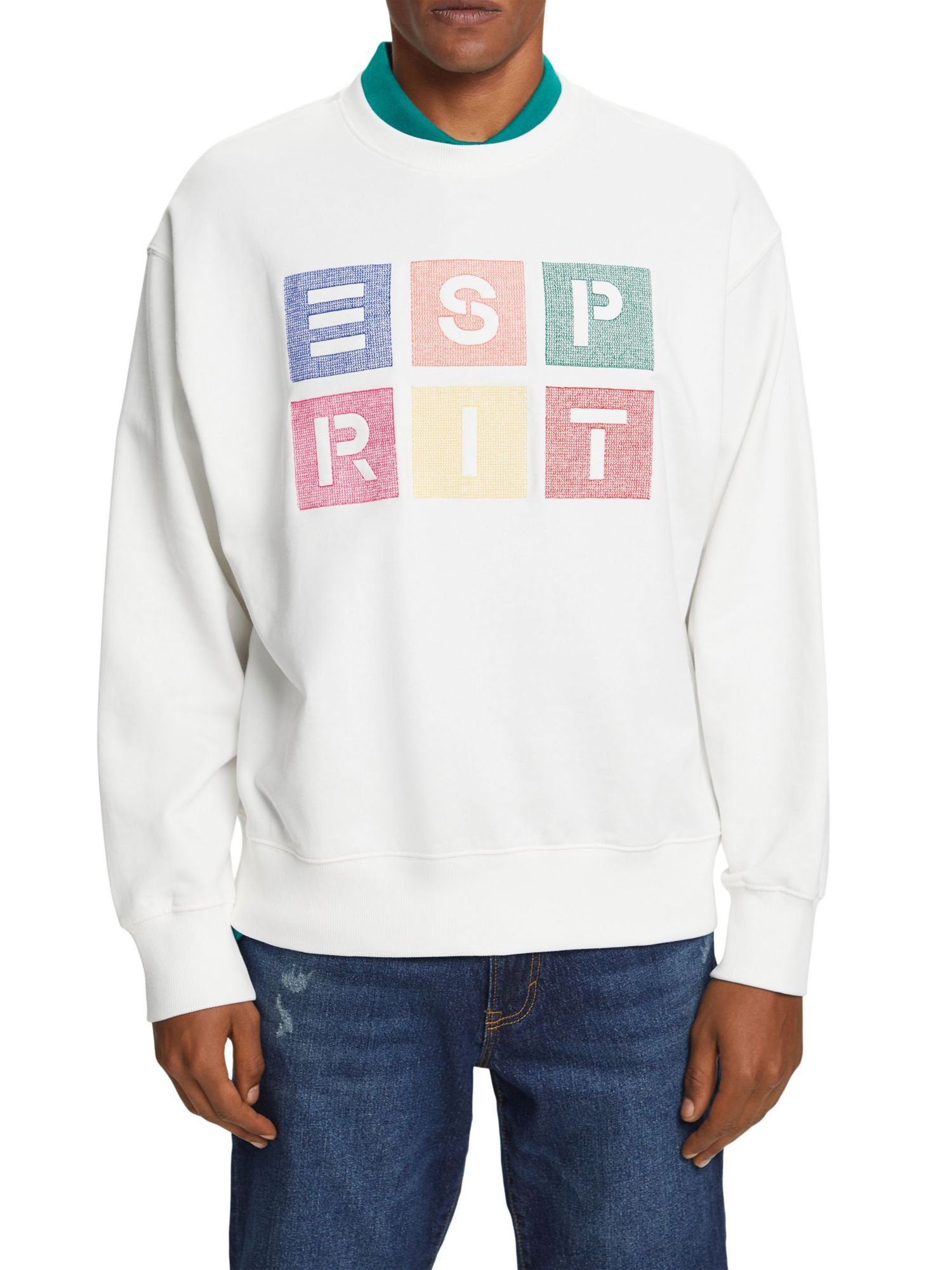 Esprit Sweatshirt Logo-Sweatshirt WHITE (1-tlg) aus Bio-Baumwolle OFF