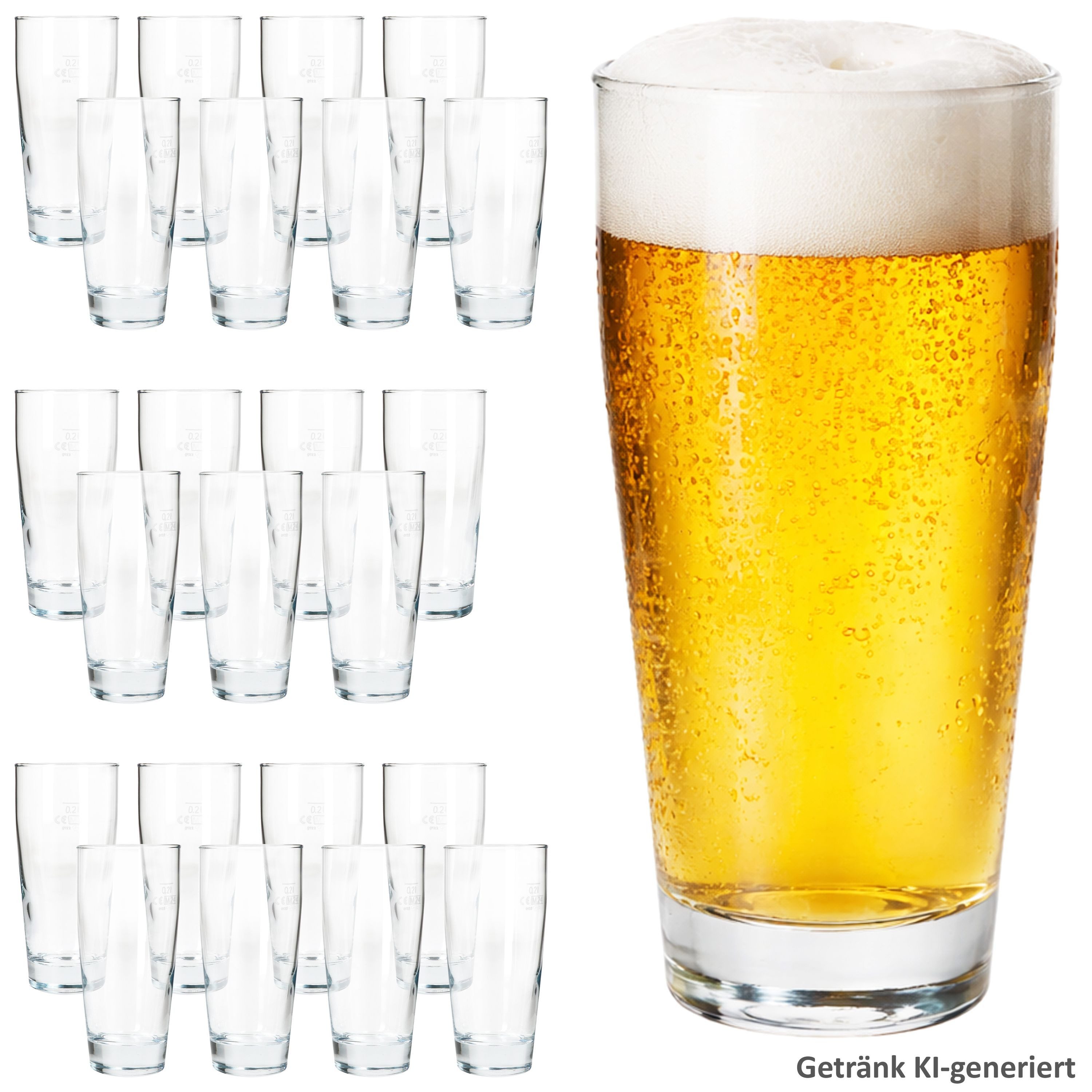 MamboCat Bierglas MamboCat 24er Set Willibecher 0,2 L geeicht Bierglas Trinkglas Drinks, Glas