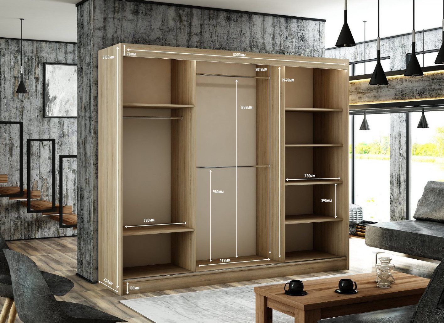 ALTDECOR Schiebetürenschrank BEROG (Kleiderschrank Garderobenschrank mit günstig online kaufen