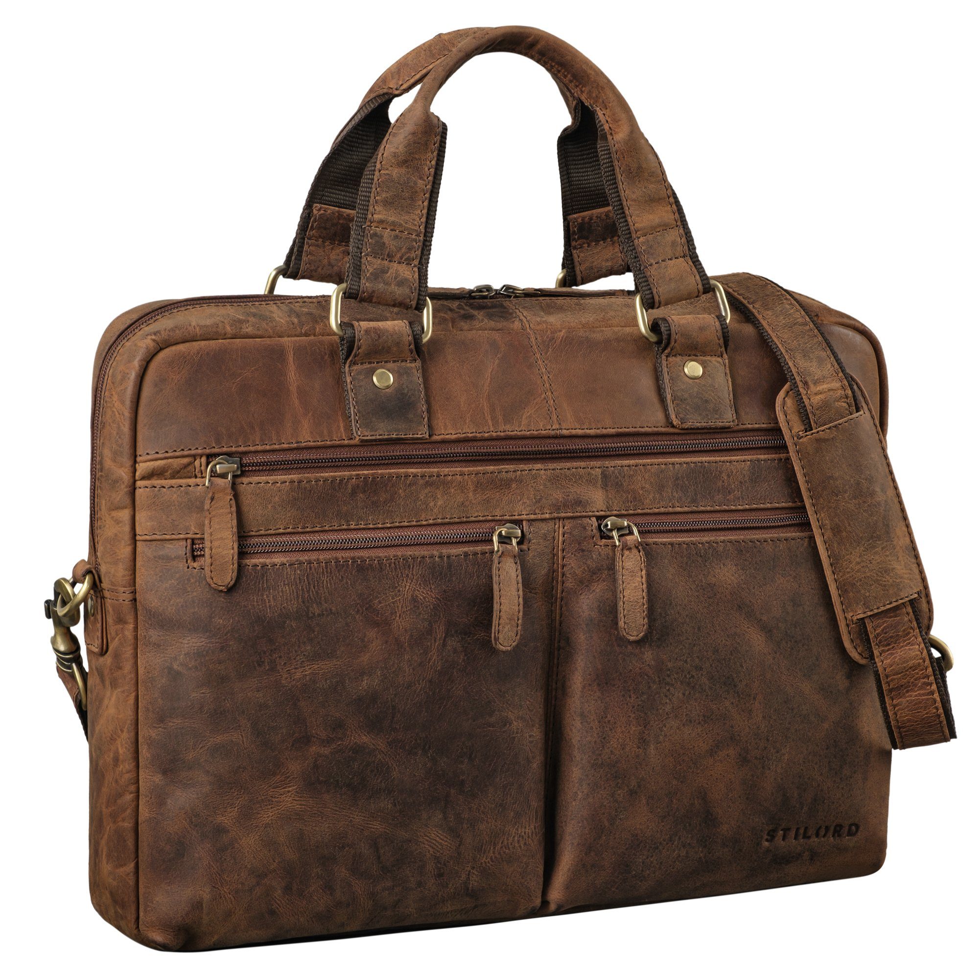 Laptoptasche "Eugen" Leder Aktentasche Umhängetasche mit Laptopfach 15,6 Zoll