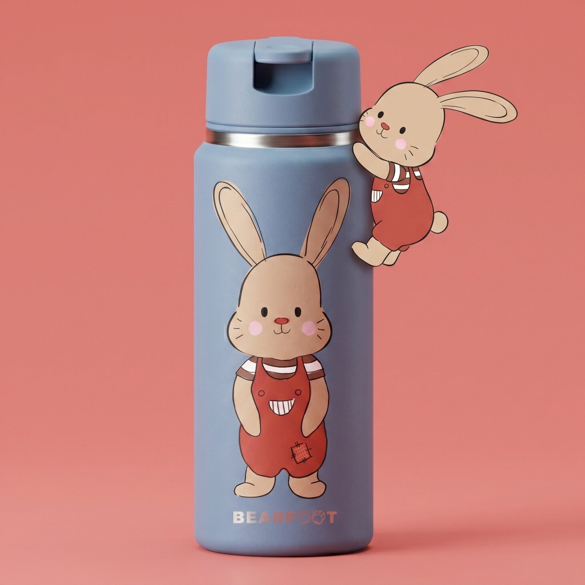 BEARFOOT Trinkflasche TINY Thermo Kinder Trinkflasche Edelstahl - Hase, Thermosflasche, auslaufsicher, Edelstahl, Kinderflasche, BPA-frei