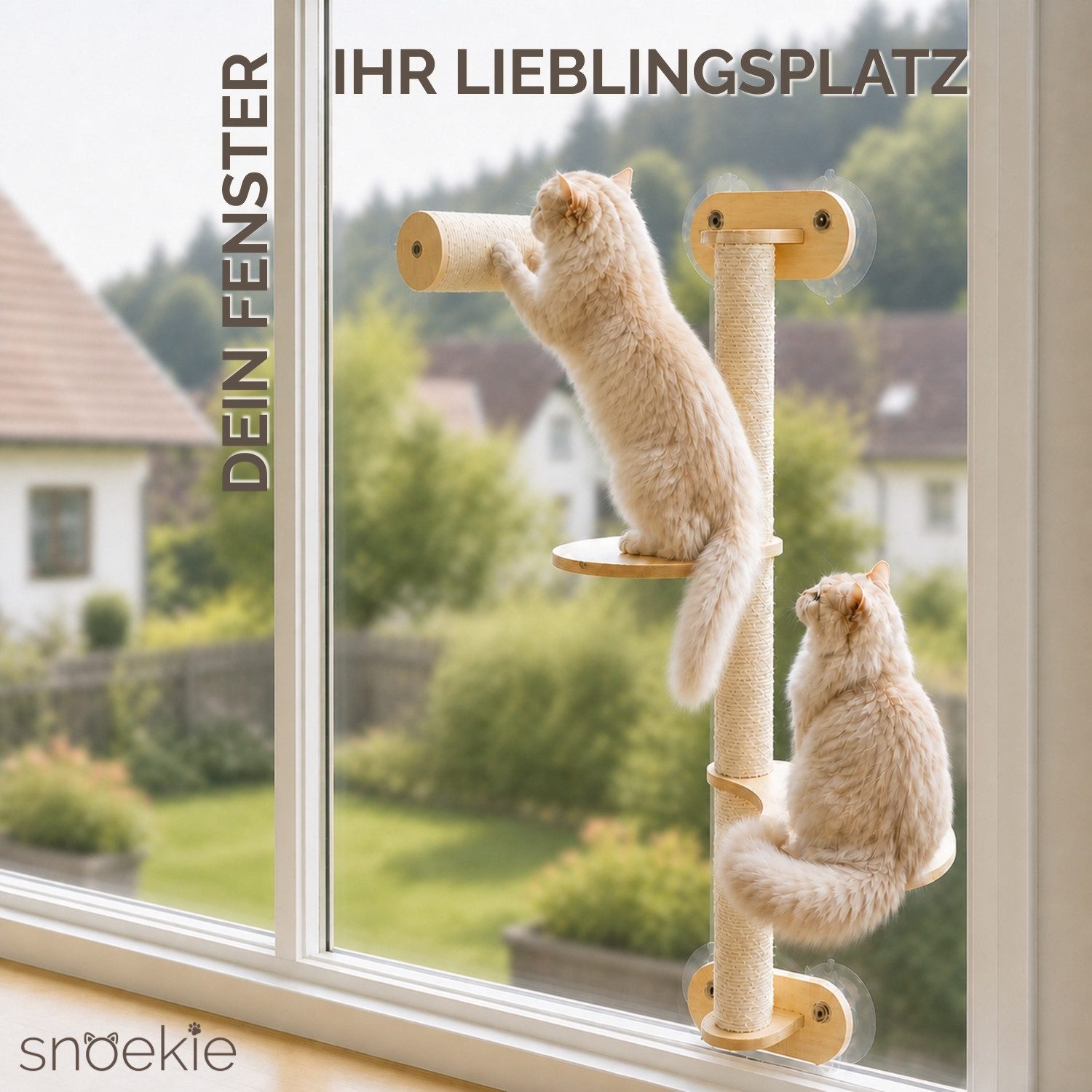 SNOEKIE Kratzbaum SNOEKIE Fensterkratzbaum drehbar mit 1,5 cm Multiplexplatte & Sisal