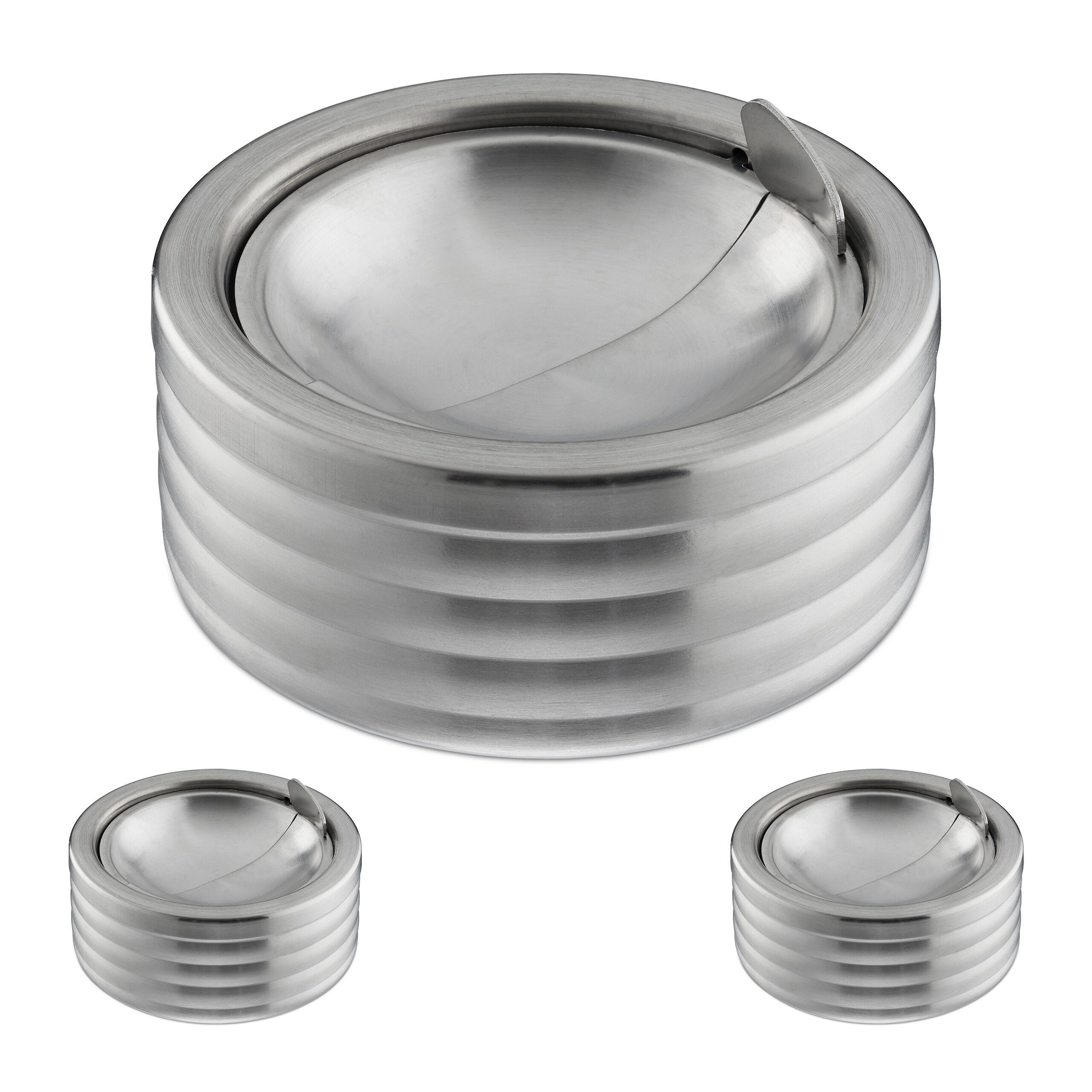 relaxdays Aschenbecher Windaschenbecher im 3er Set