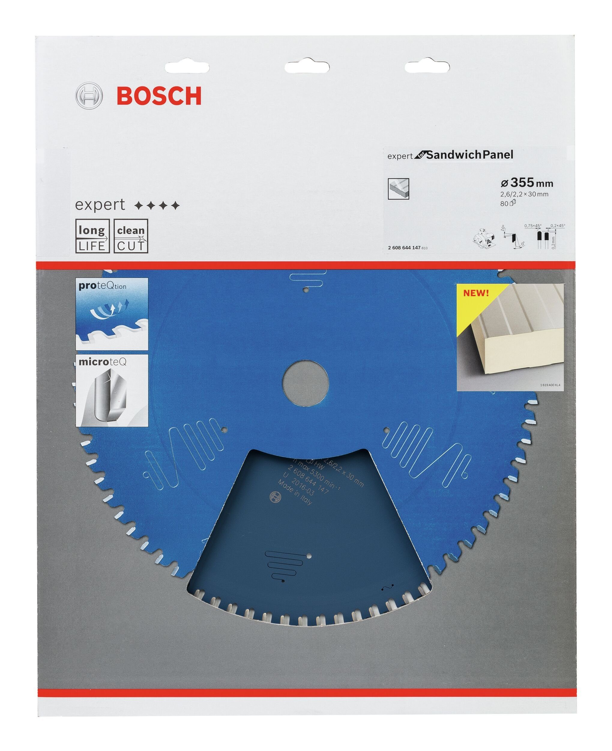 80Z 2,6 mm BOSCH 30 Panel Sandwich Expert for x 355 x - Kreissägeblatt,