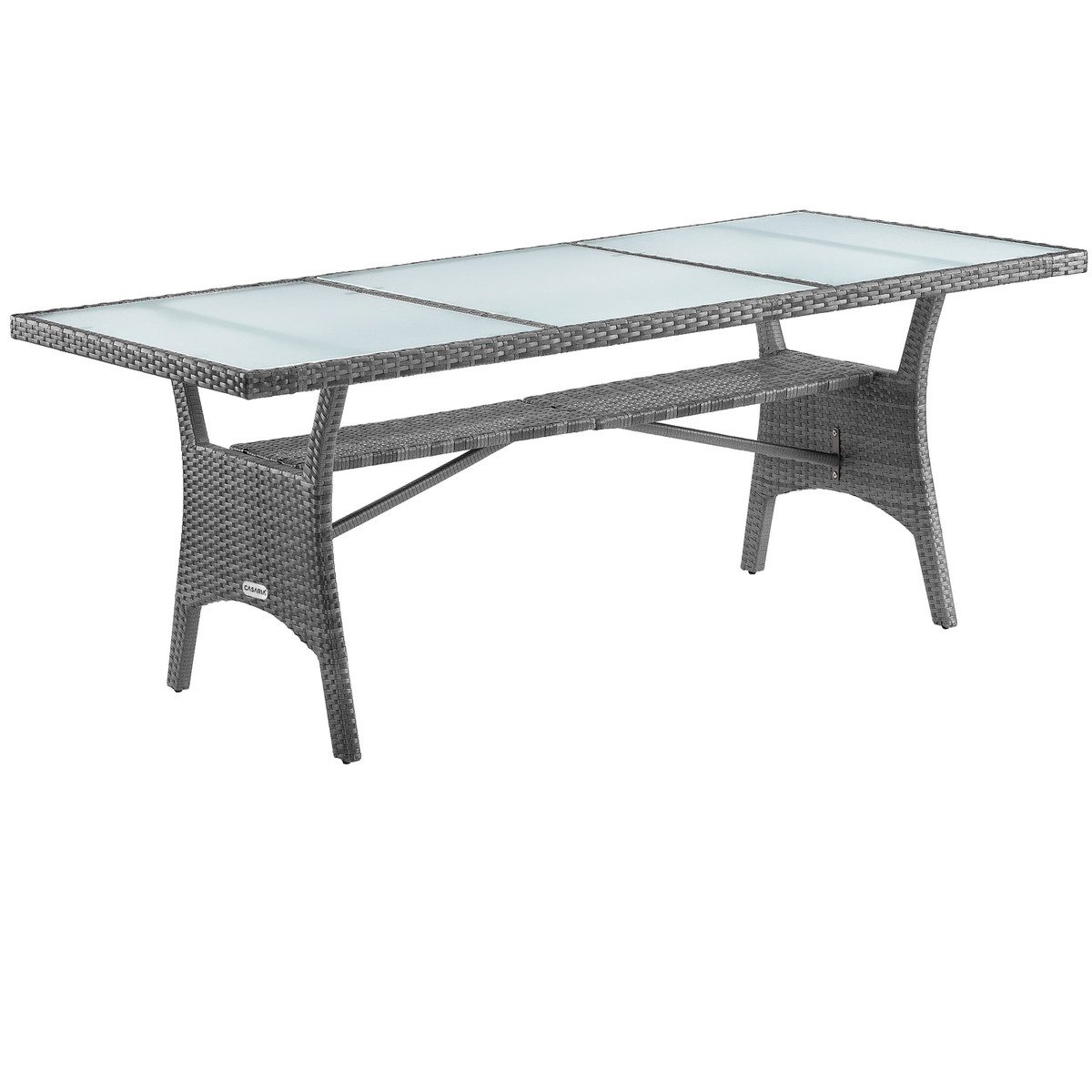 Casaria Gartentisch (1-St), Polyrattan 190x90x74 cm mit Ablage Sicherheits Glasplatte