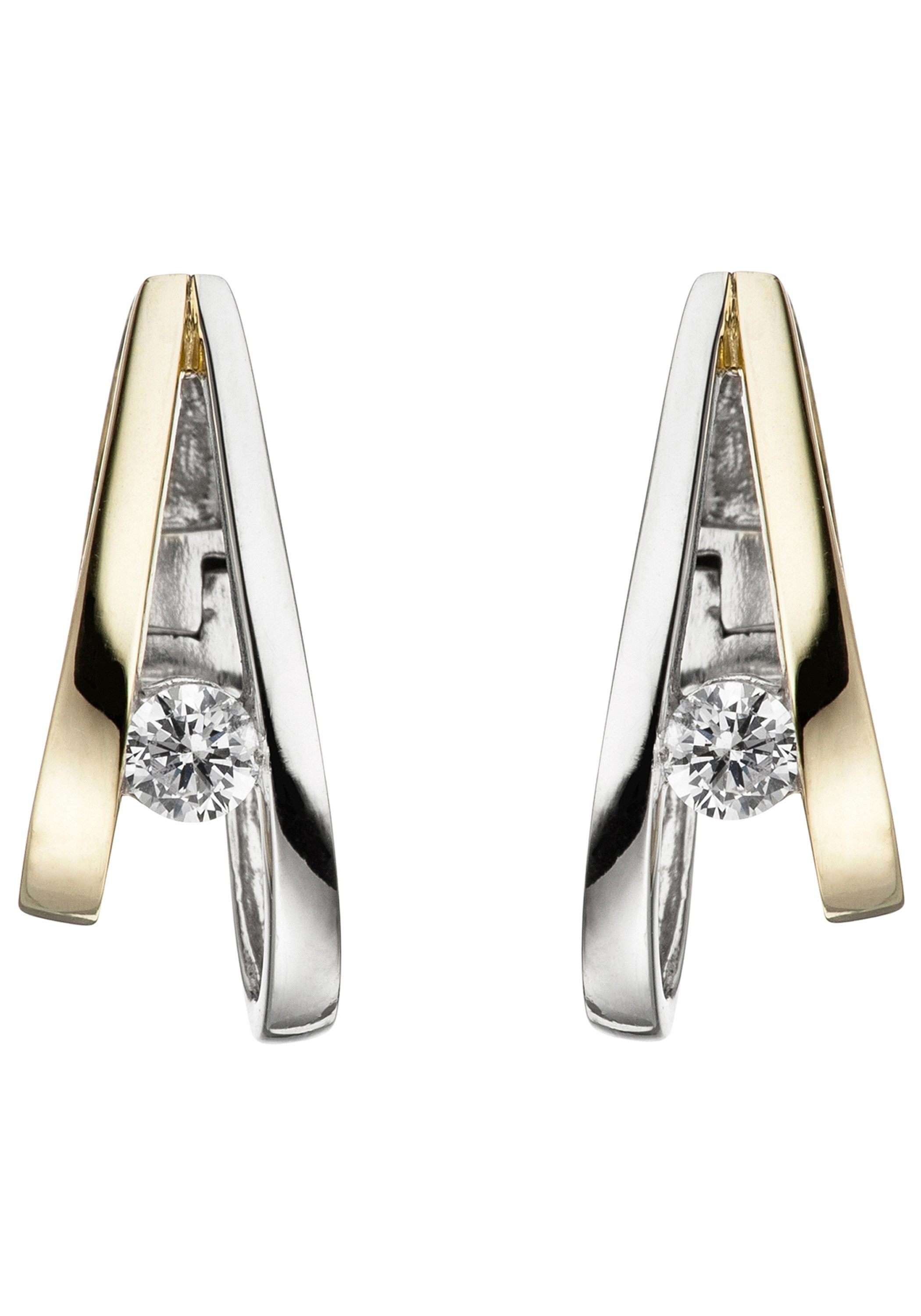 JOBO Paar Creolen, 925 Silber bicolor vergoldet mit Zirkonia günstig online kaufen