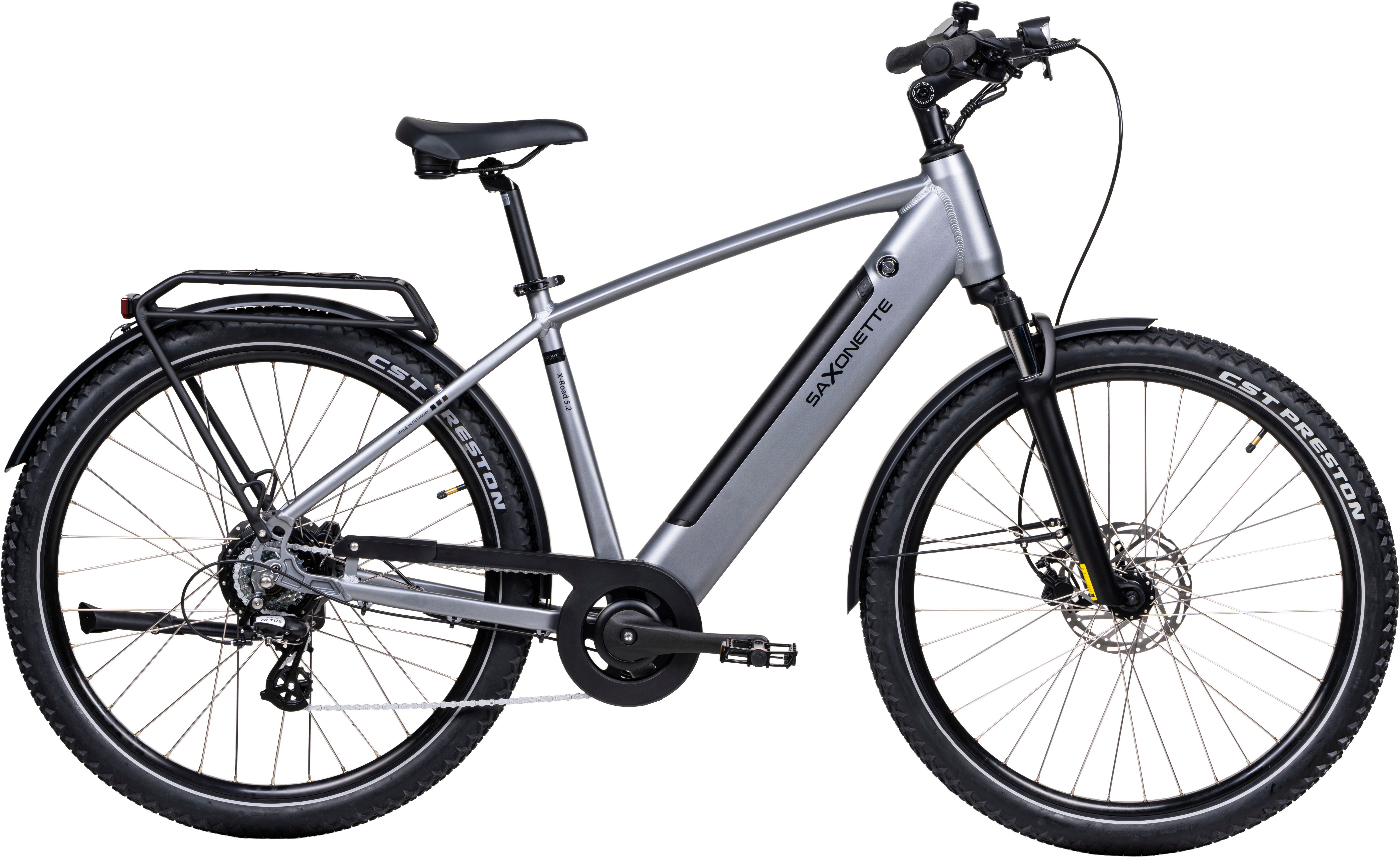 SAXONETTE E-Bike ATB SAXONETTE X-Road 5.2 E- All Terrain Bikes, 7 Gang Shimano Altus 7 Gänge Schaltwerk, Kettenschaltung, Heckmotor, 468 Wh, (Packung), (mit integr. Akku), Elektrofahrrad für Alltag und Einkauf