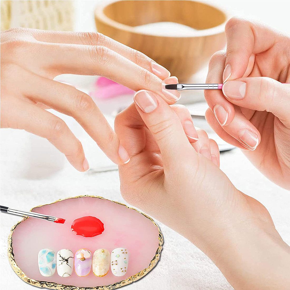 DEBAIJIA Nageldesign Zubehör 3-teilige Harz Kunst Palette Nagellackpalette Make-up Mix Palette