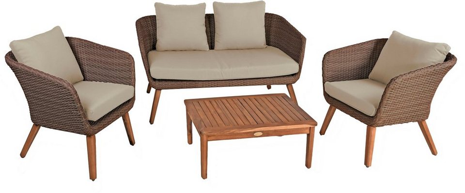 L80×B50×H30 ca.: L145×B72×H67 ARONA, cm, cm L72×B72×H67 Sofa Pleasure Gartenlounge-Set (4-tlg), Tisch Sessel cm, Garden Maße