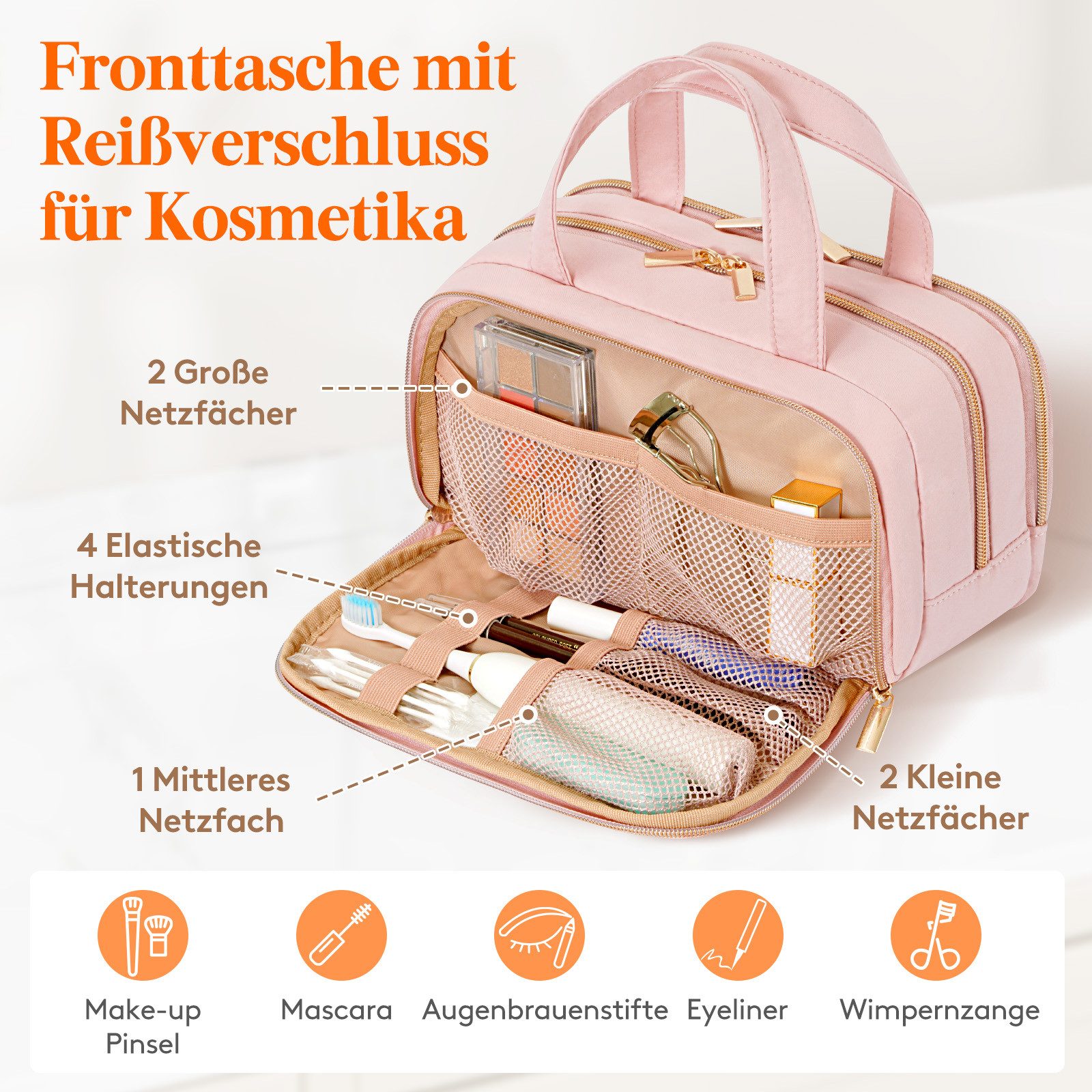 Lifewit Kulturbeutel Reise Kulturtasche Damen, Wasserabweisende Kulturbeutel mit Nassfach (Set, 1-er, B/H/T 13/15.5/26 cm), Tragbar – Bild 4 von 5