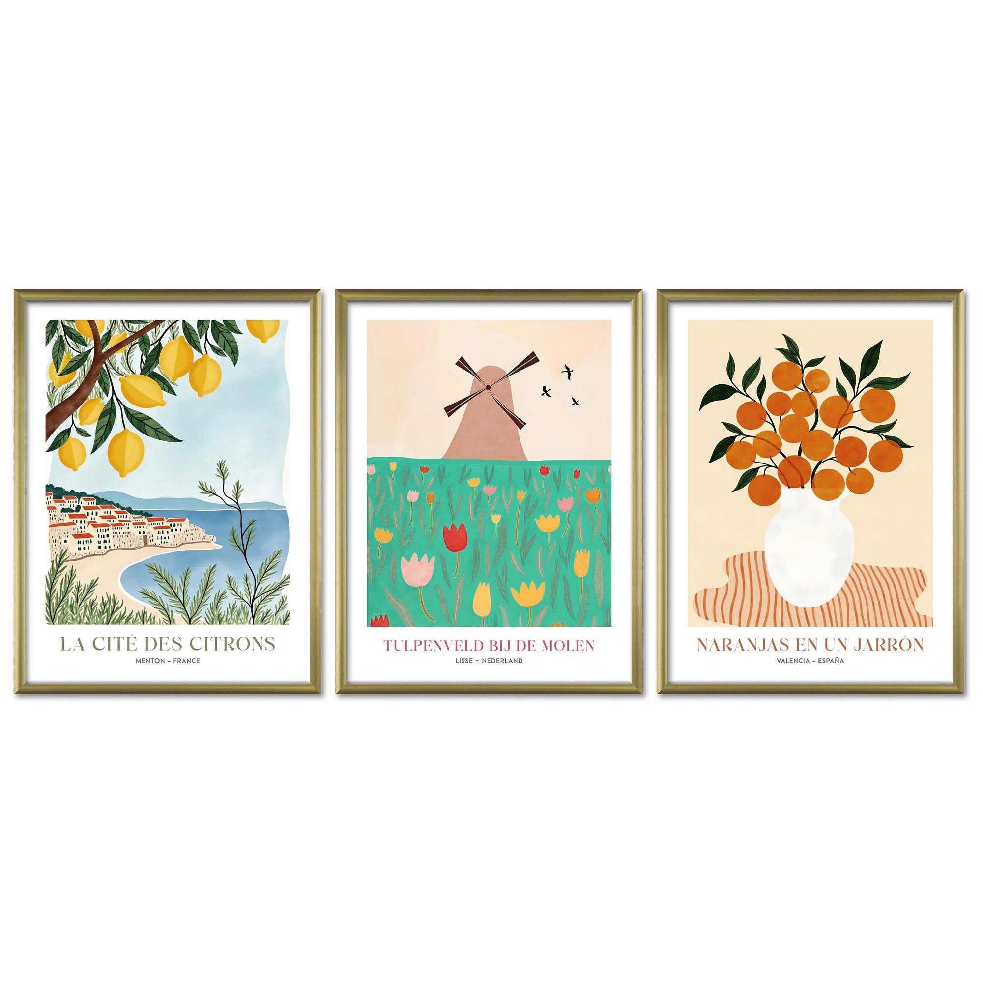 ARTFAVES Bilder-Collage Poster Set Dopamine Trio 2 I mehrteilige Bilderwand I Wandbilder Abstr, (Wandbilder modern, 3 St)