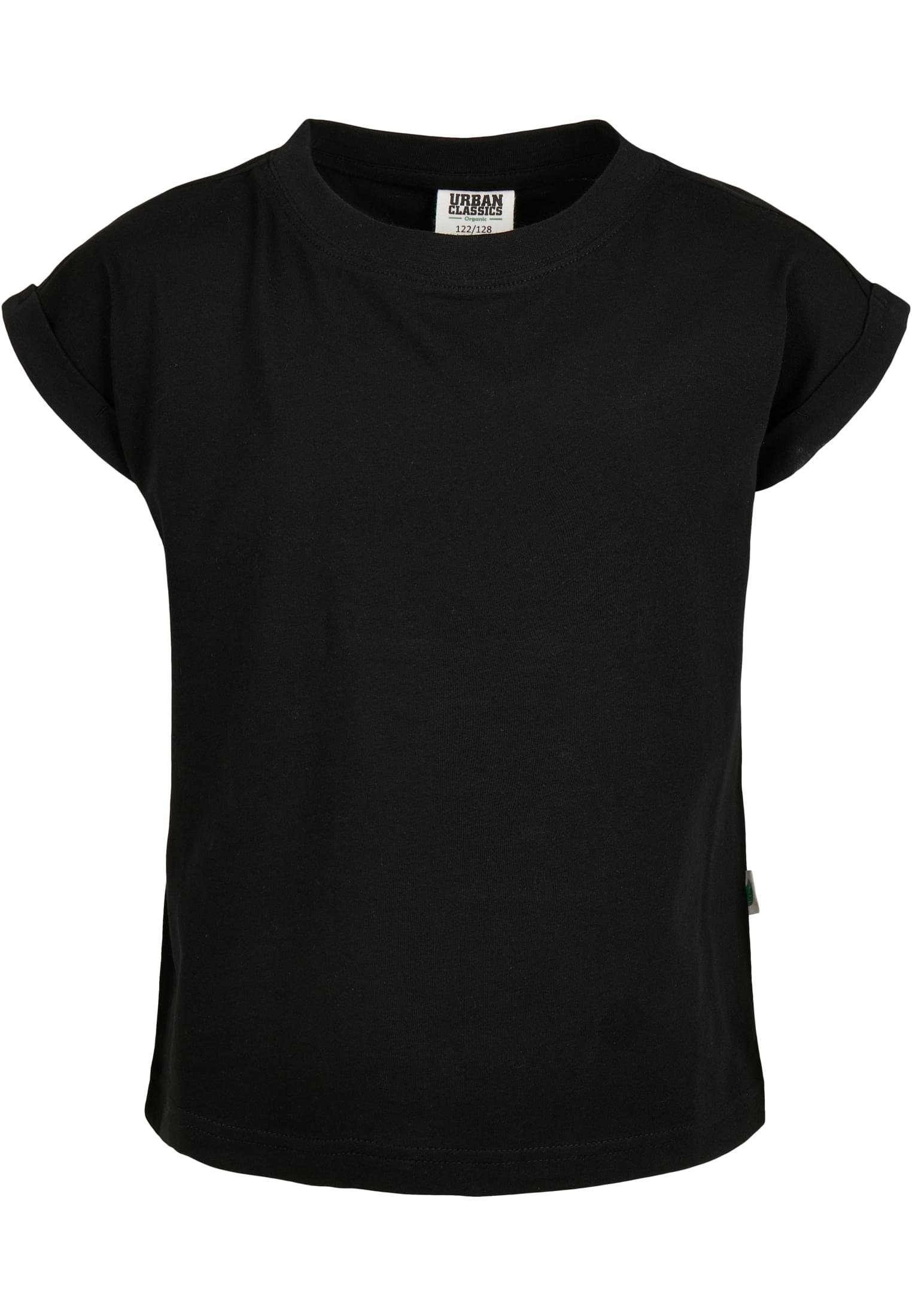 URBAN CLASSICS Girls Extended T-Shirt black Shoulder Kinder Organic (1-tlg) Tee