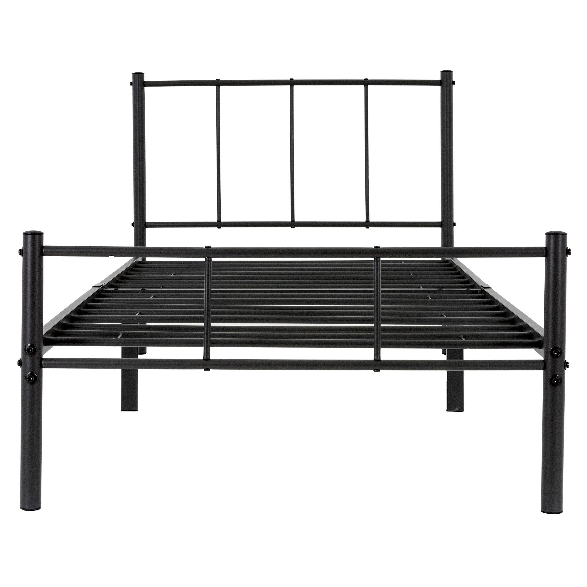 Metallbett ML-DESIGN Schlafzimmerbet Montage 90x200cm Schwarz Bettgestel Jugendliche Gästebett, robust leichte Stahlrahmen Erwachsene, Kinder