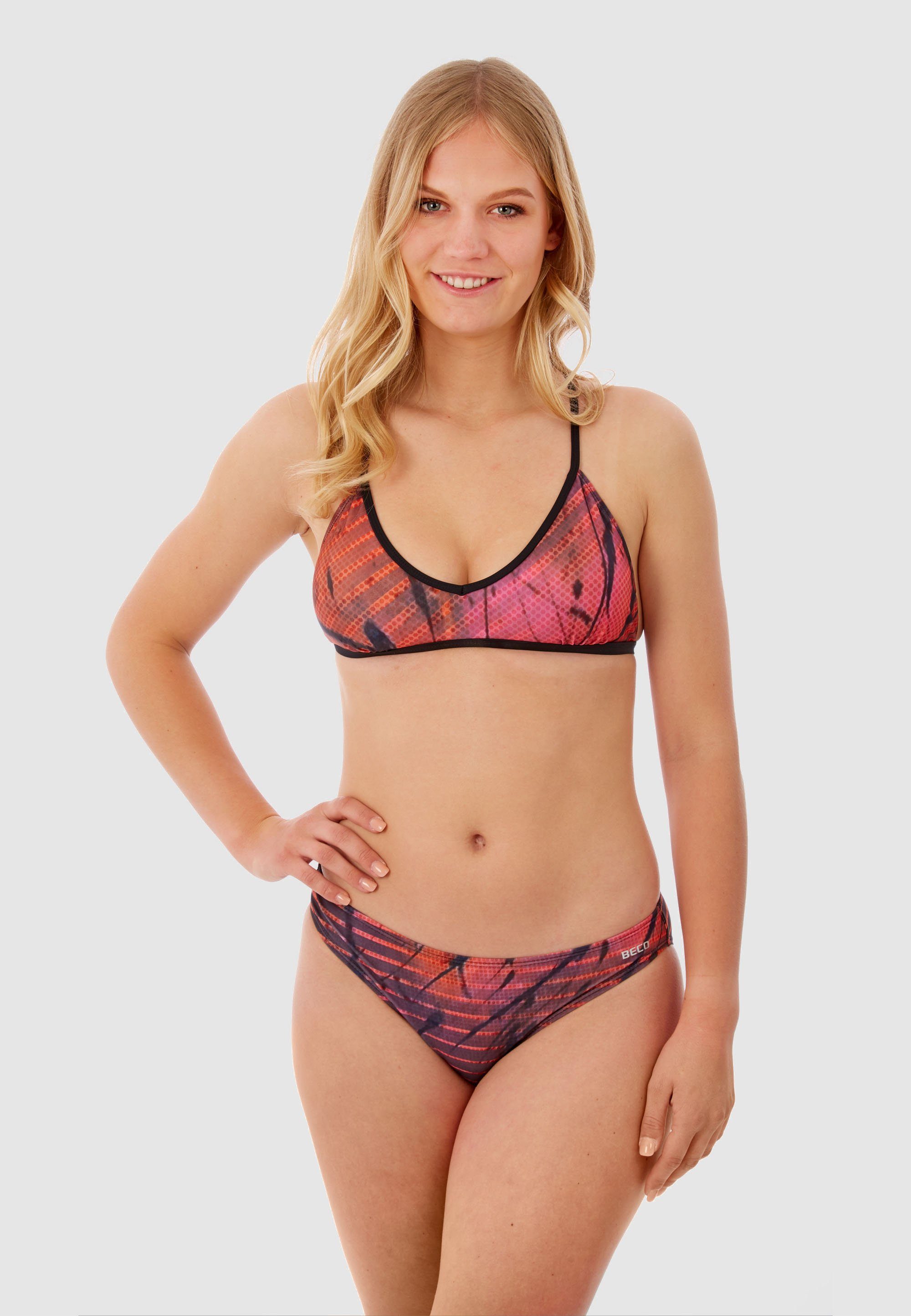 schwarz Balconette-Bikini pink, Farbstreifen mit ausgefallenen Beermann (2-St) BEactive Beco