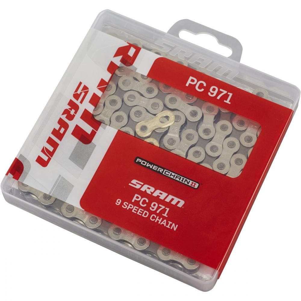 Fahrradkette SRAM Kette Power Chain II PC 971 ? 9-fach, 114 Glieder, inkl. PowerLin