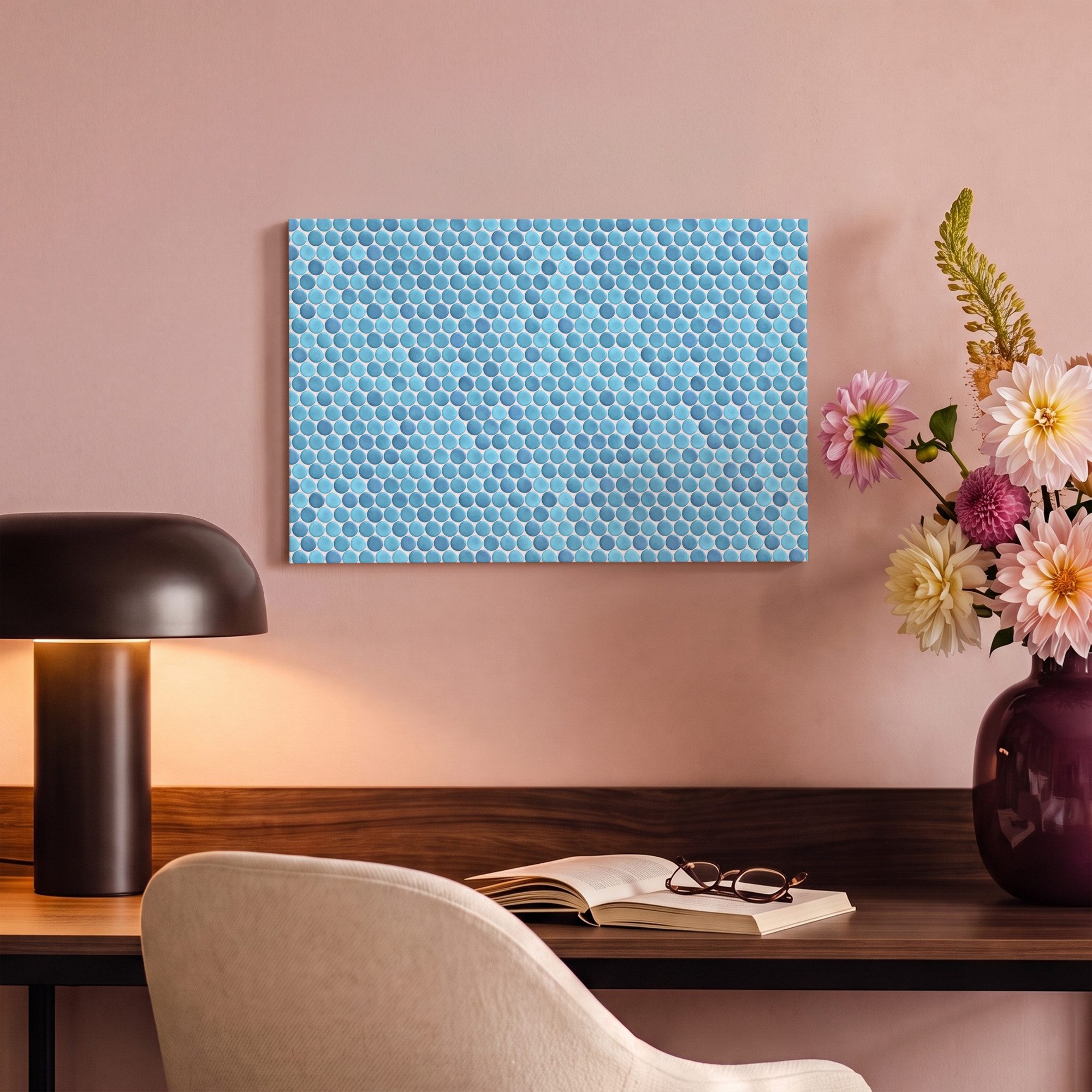 OneMillionCanvasses® Leinwandbild Penny - Mosaik - Hellblau, Fotodruck (1 St), Leinwand Bilder Klein, Wand Dekoration Aesthetic 30x20 cm – Bild 4 von 5