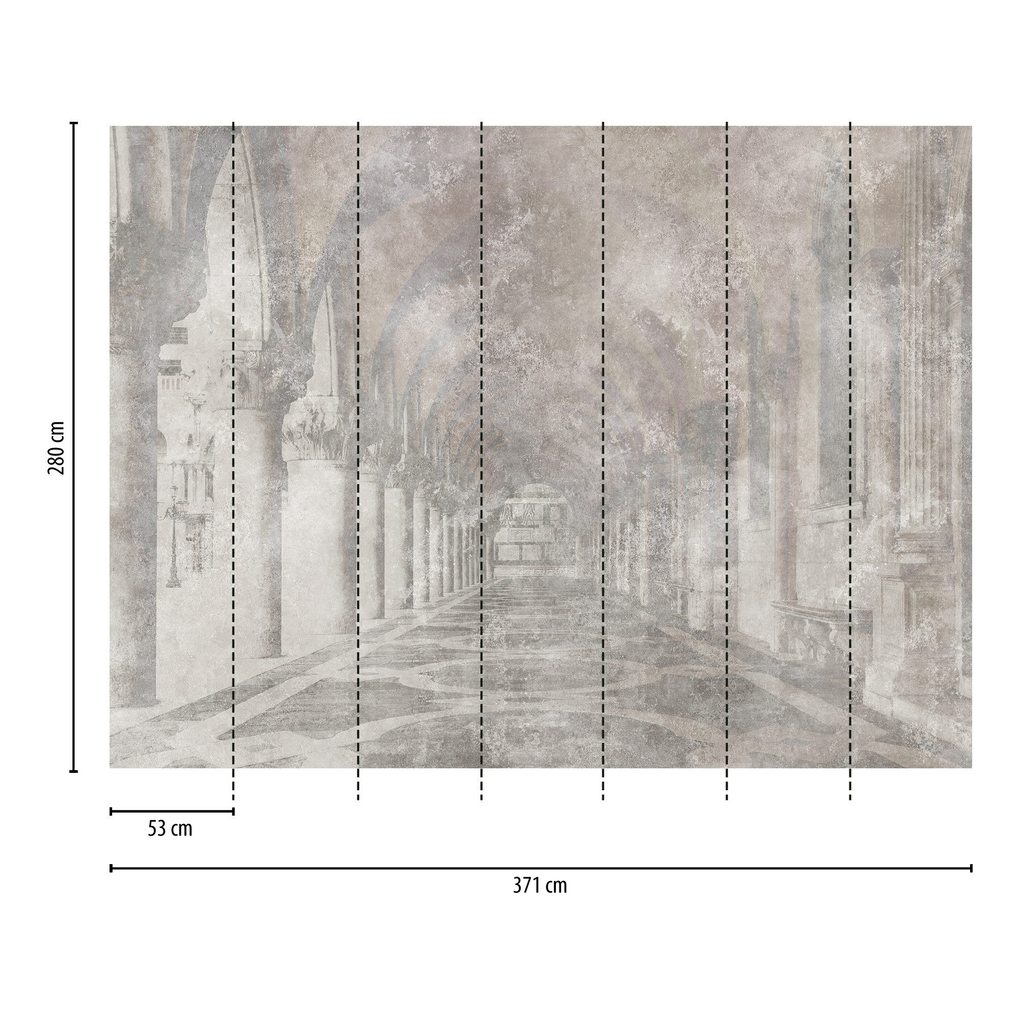 living walls Fototapete THE WALL III Tapete Antik Motivtapete Gemälde Kunst, glatt, matt, (1 St), Vliestapete Beton für Schlafzimmer Küche Wohnzimmer Antik Design Flur