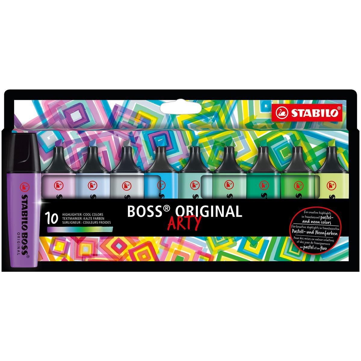STABILO Marker STABILO BOSS Textmarker ARTY - 2+5 mm - kalte Farben - 10er Etui