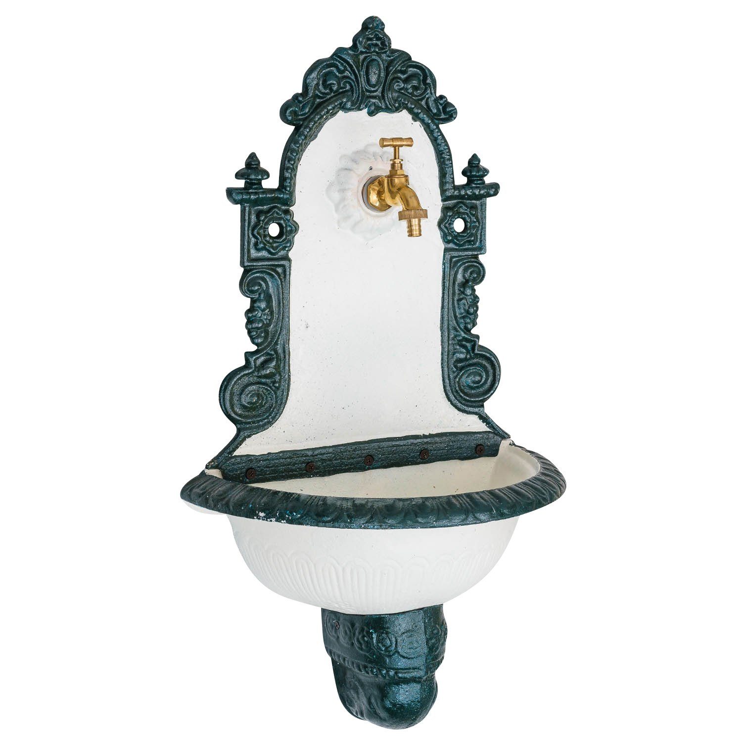 Aubaho Dekoobjekt Waschbecken Wandbrunnen Garten Eisen Antik-Stil Brunnen 76cm