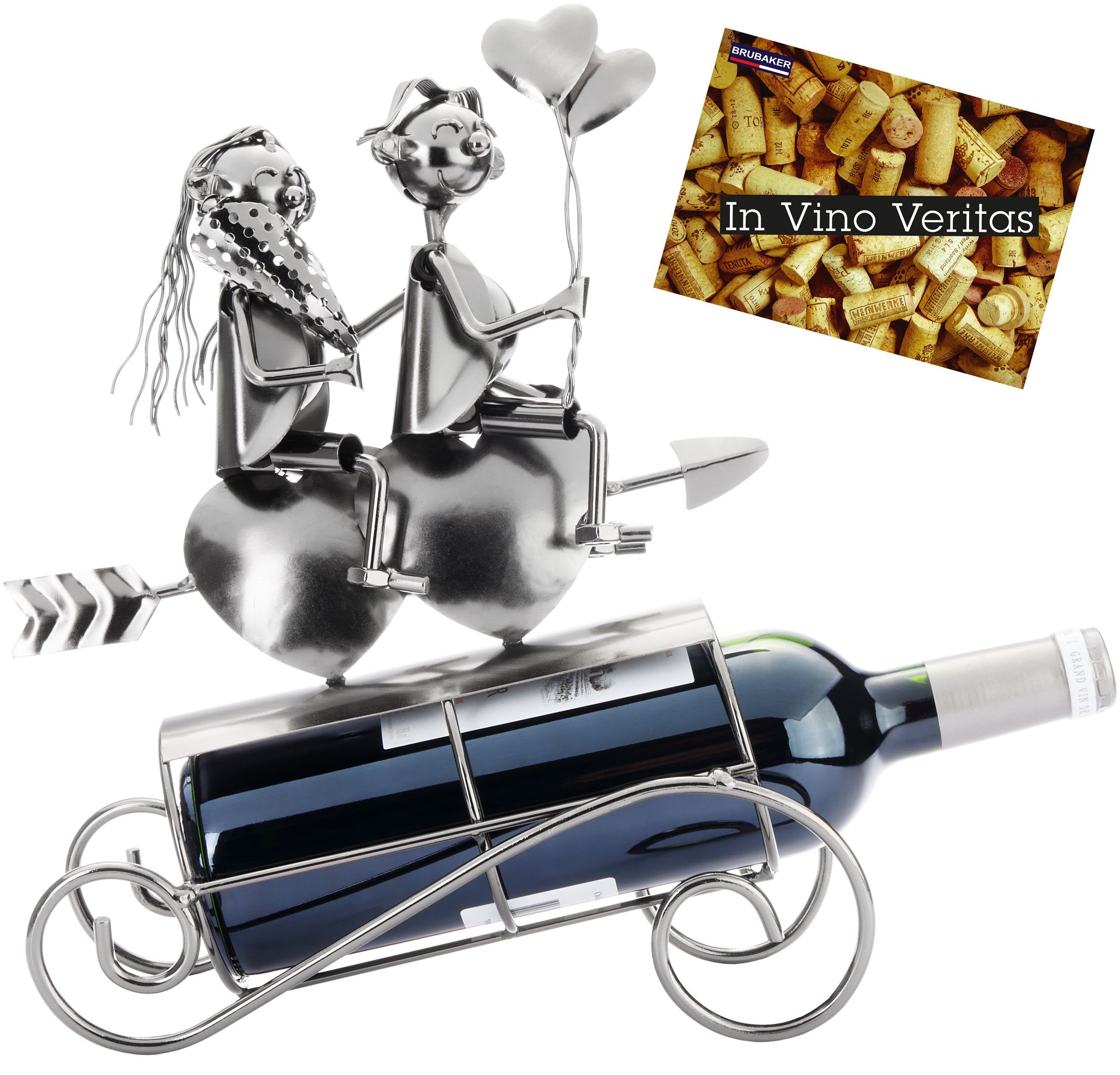 BRUBAKER Weinflaschenhalter Liebespaar auf Herz Pfeil - Metall Flaschenhalt günstig online kaufen