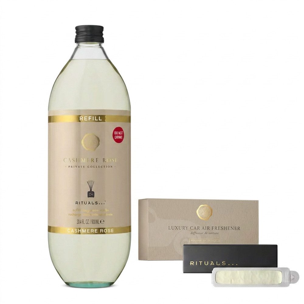 Rituals Duftstäbchen Rituals Cashmere Rose Home und Car Duft Duo (Luxuriöses Duft Duo für Zuhause und Auto)