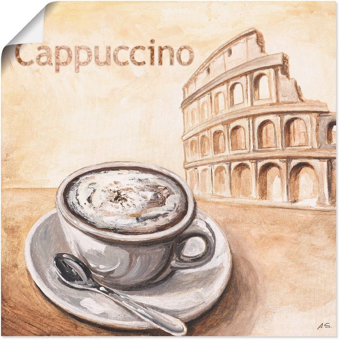 Artland Wandbild Cappuccino in Rom Kaffee Bilder (1 St) als Alubild Leinwandbild Wandaufkleber oder Poster in versch. Größen ZR11084