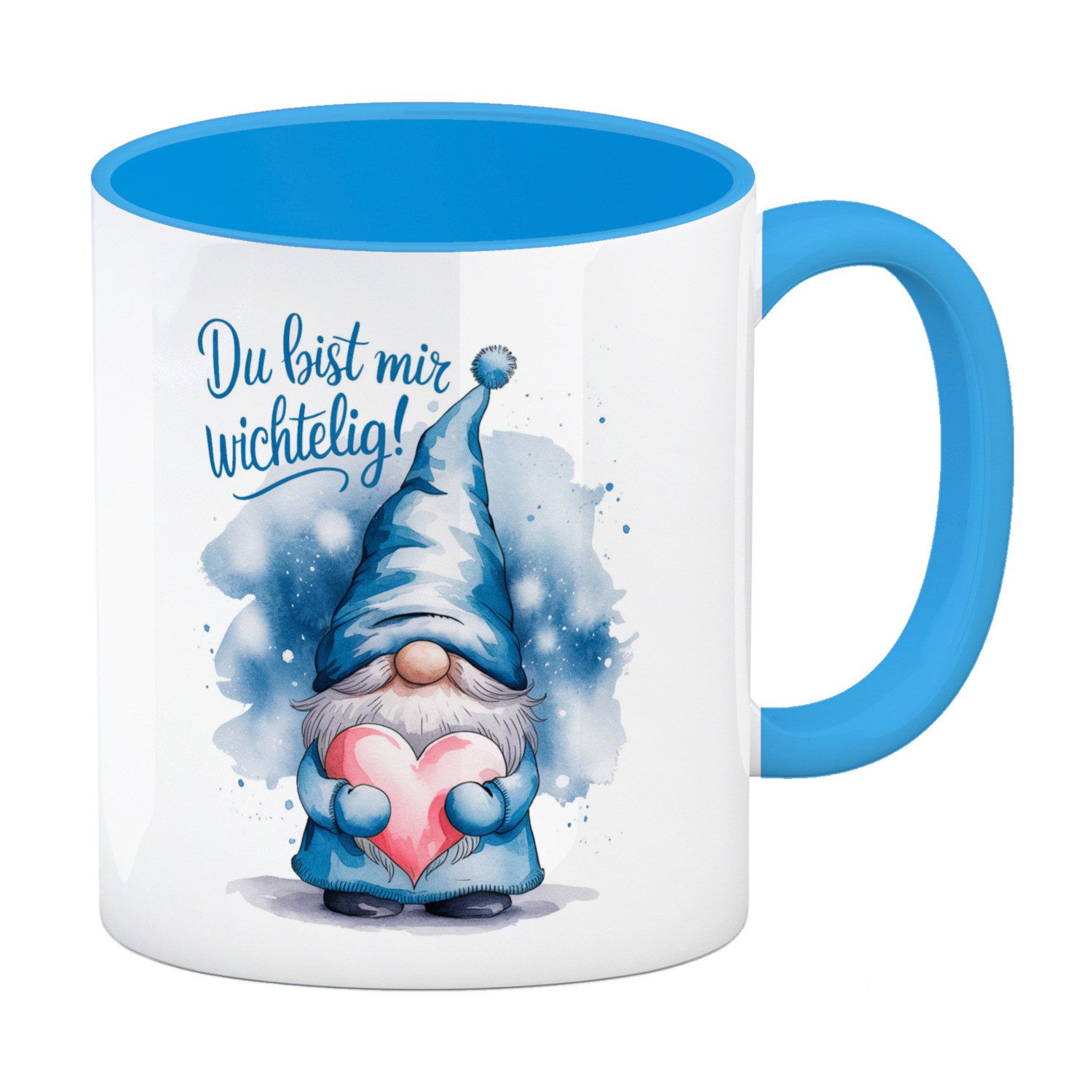 speecheese Tasse Du bist mir wichtelig! Wichtel Kaffeebecher in hellblau