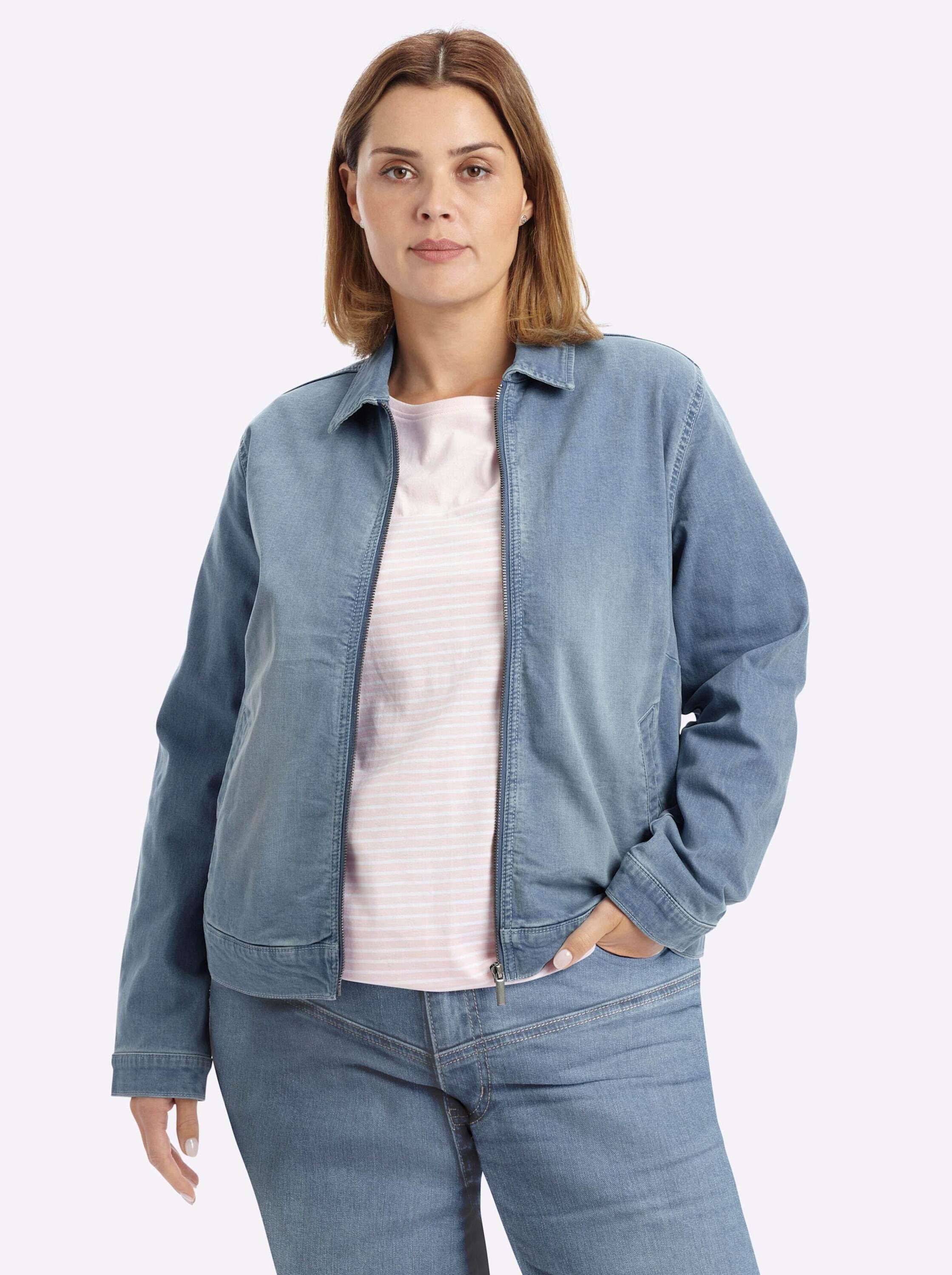 Sheego Blusenblazer Jeansblazer Langarm