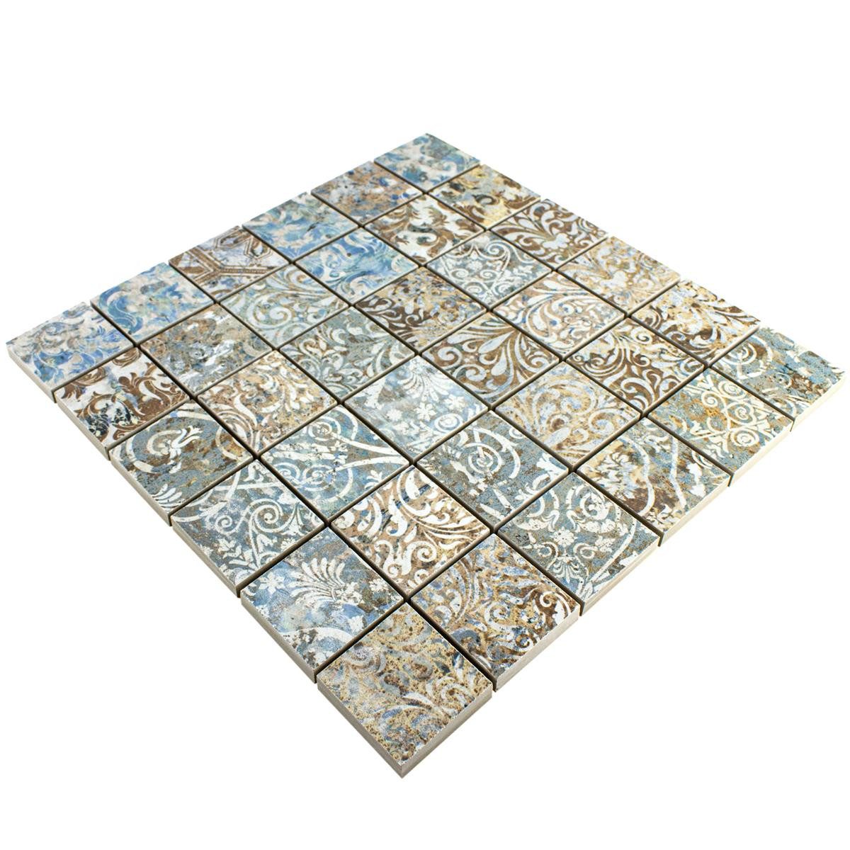 Mosafil Mosaikfliesen Keramikmosaik Fliesen Patchwork Bunt 47x47mm, Feinsteinzeug 29.500x29.500, bunt, Verlegefertig auf ein Netz geklebt - Frostsicher - Wasserfest -