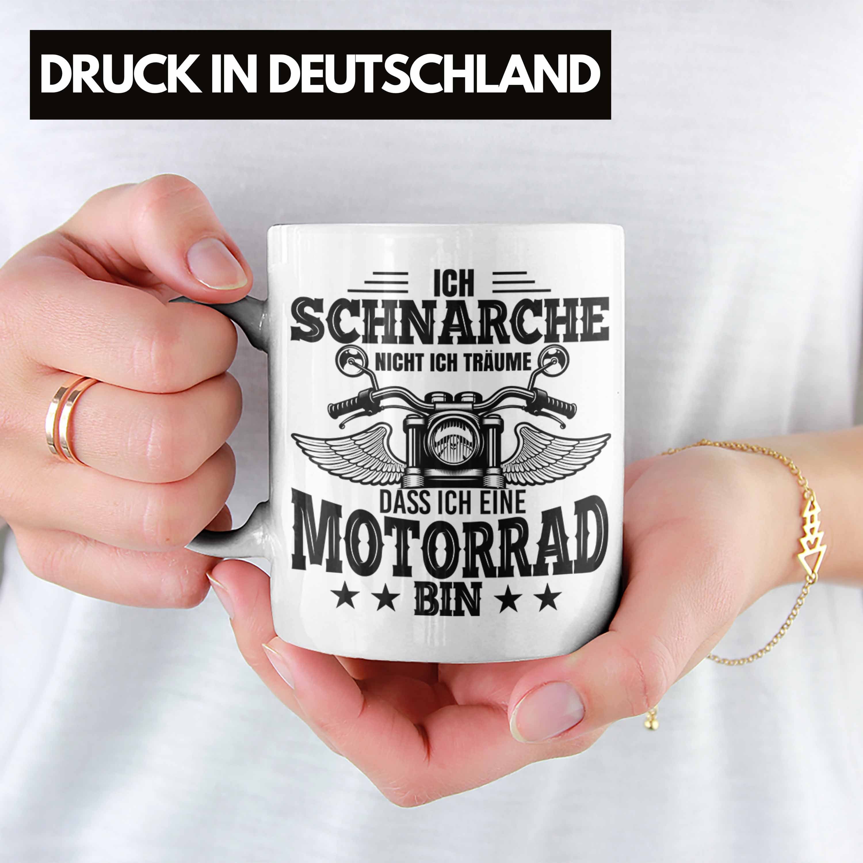 Trendation Tasse Trendation - Spruch Tasse Geschenk Weiss Motorrad-Fahrer Nicht Ich Schnarche