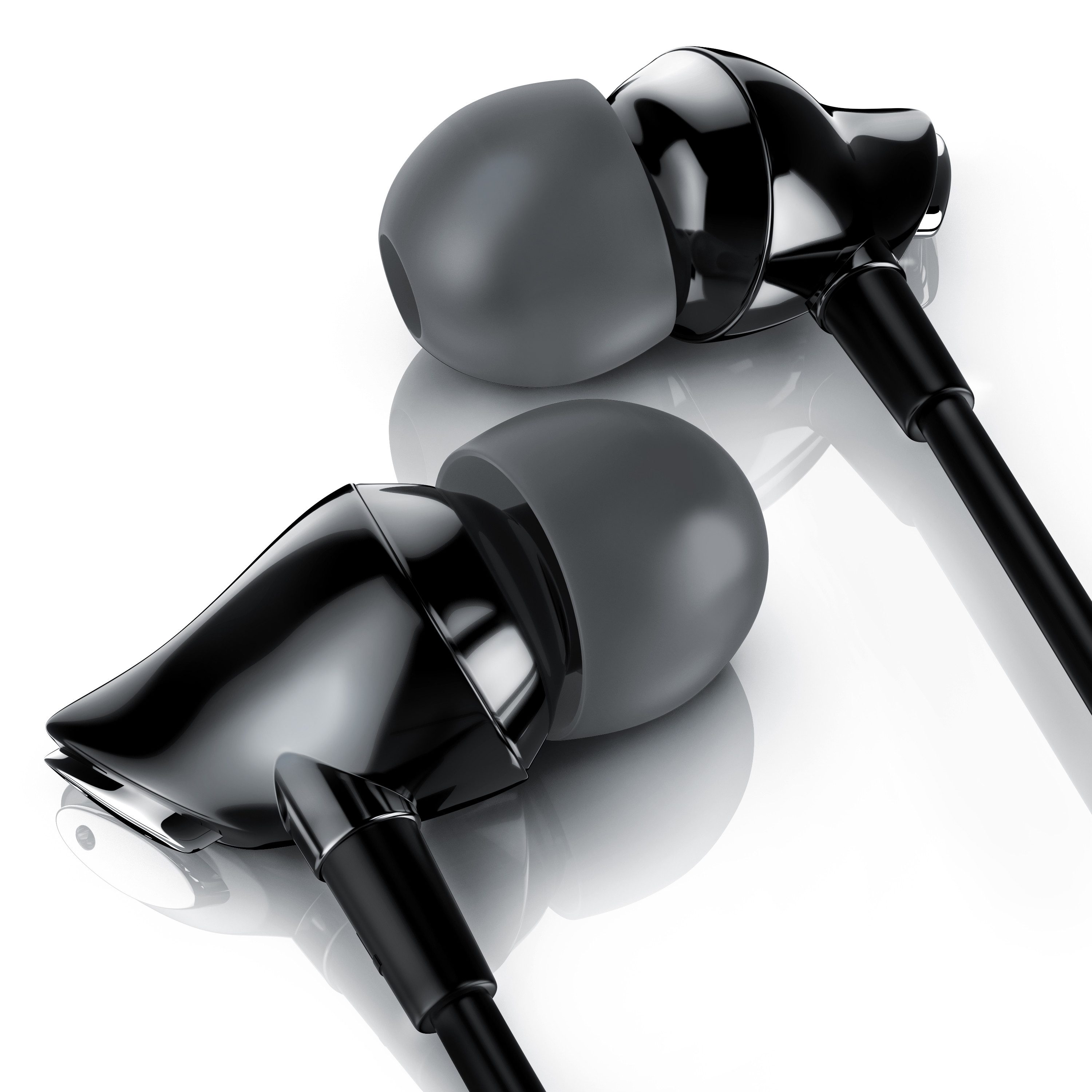 LIAM&DAAN Ceramic High End Earphone „Swan“ 3,5 mm Klinkenanschluss, 8mm Treiber In-Ear-Kopfhörer (Aramid Kabel mit Knickschutz, inkl. 18 Silikonaufsätze, Premium Klang)