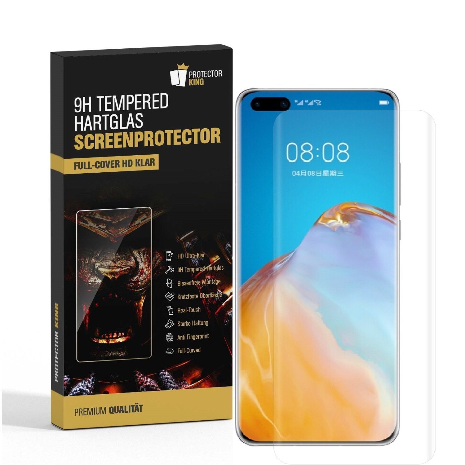 Schutzfolie 3x 9H Panzerglas für Huawei P40 Pro FULL CURVED Displayschutz Schutzgl