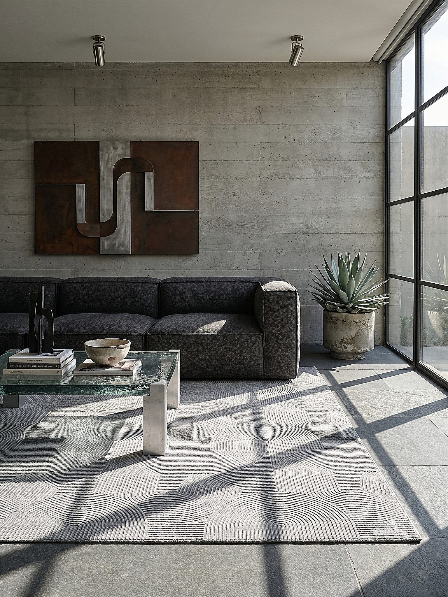 KADIMA DESIGN Teppich DALAR Grau Kurzflorteppich 200x200 Geometrisch Polypropylen Antirutsch, Quadrat, Höhe: 9 mm, Saugroboter-geeignet, Strapazierfähig, Farbecht, Pflegeleicht