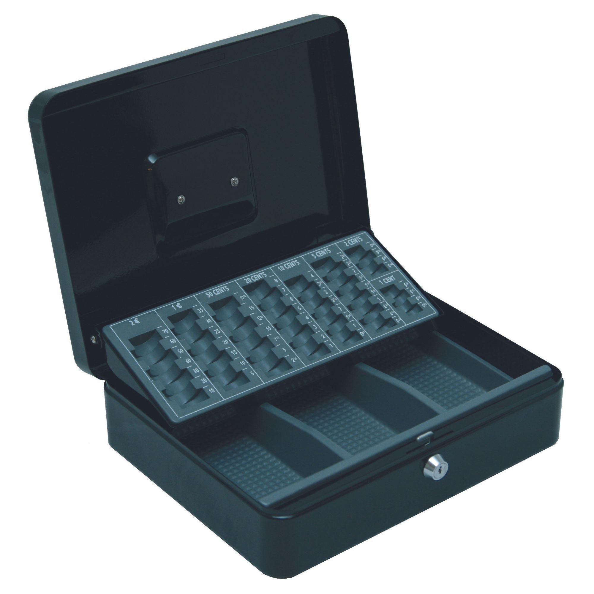 BASI Geldkassette Bargeldkasse (Packung), Münzzählbrett, Geldscheinfach, 2 Schlüssel, B30 x L24 x H9 cm