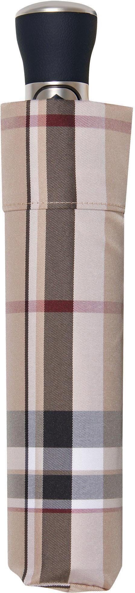 MANUFAKTUR handgemachter doppler karo Serge, Taschenregenschirm beige, Manufaktur-Taschenschirm