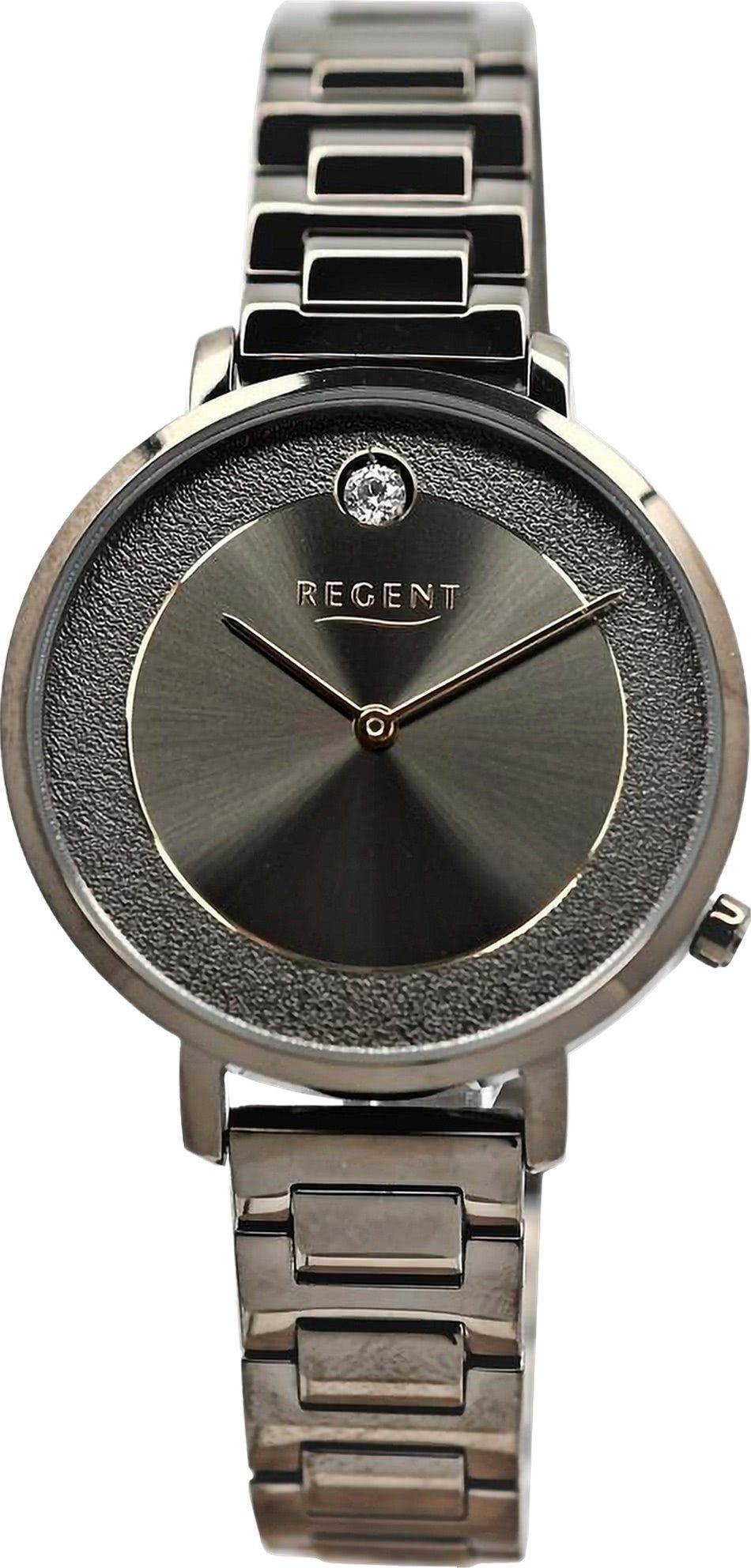Regent Quarzuhr Regent Damen Armbanduhr Analog, Damen Armbanduhr rund, extra groß (ca. 35mm), Metallarmband | Quarzuhren