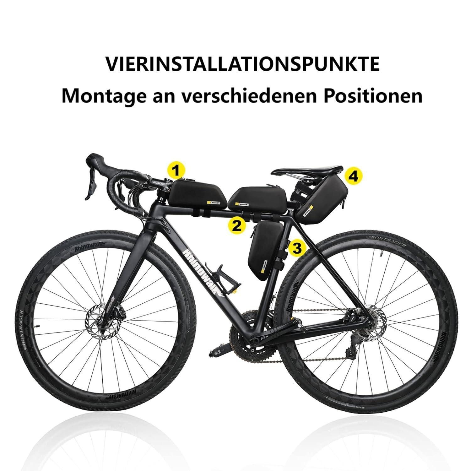 HEYHIPPO Fahrradtasche Fahrradtasche, Fahrrad-Oberrohrtasche, 1,5 l, (wasserdichter Reißverschluss,TPU-Material, ausgezeichnete Elastizität), 9*3.9*2.6 zoll,3D-Form, Antifouling und leicht zu reinigen