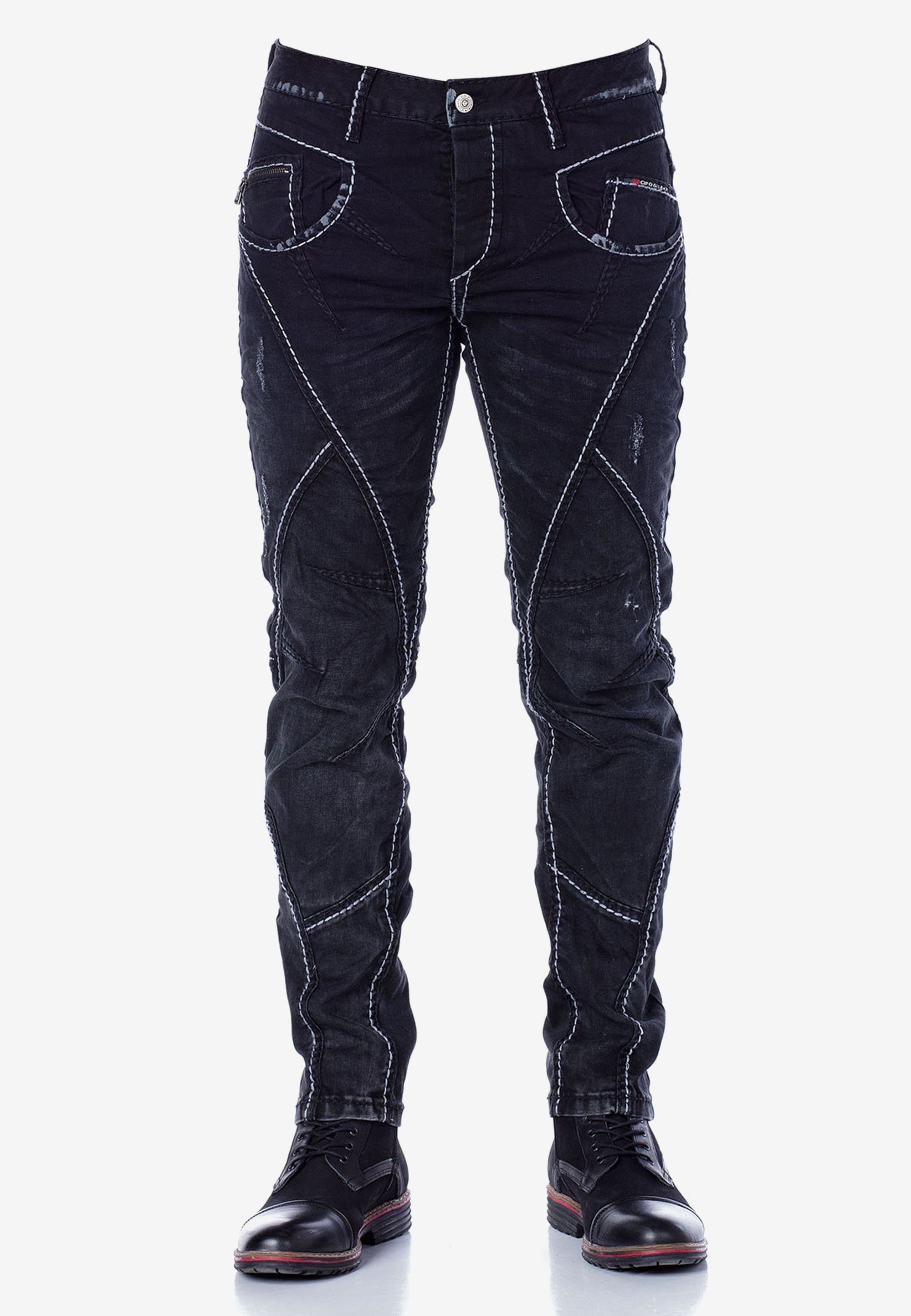 Cipo & Baxx Bequeme Jeans extravaganten mit Fit Straight Teilungsnähten in