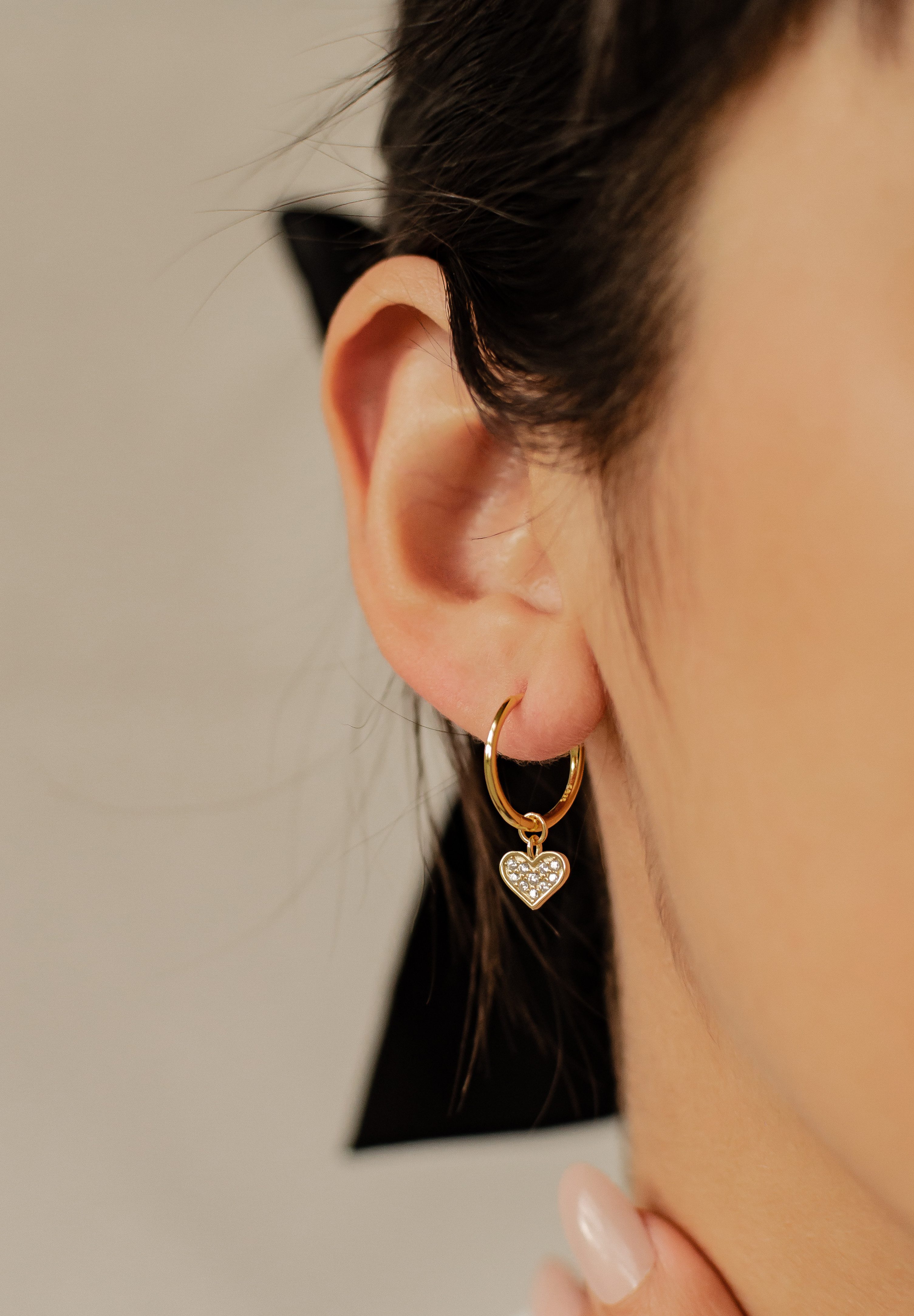 Hey Happiness Paar Creolen Herz Kristalle Charm, 925 Silber Ohrringe, Silbe günstig online kaufen