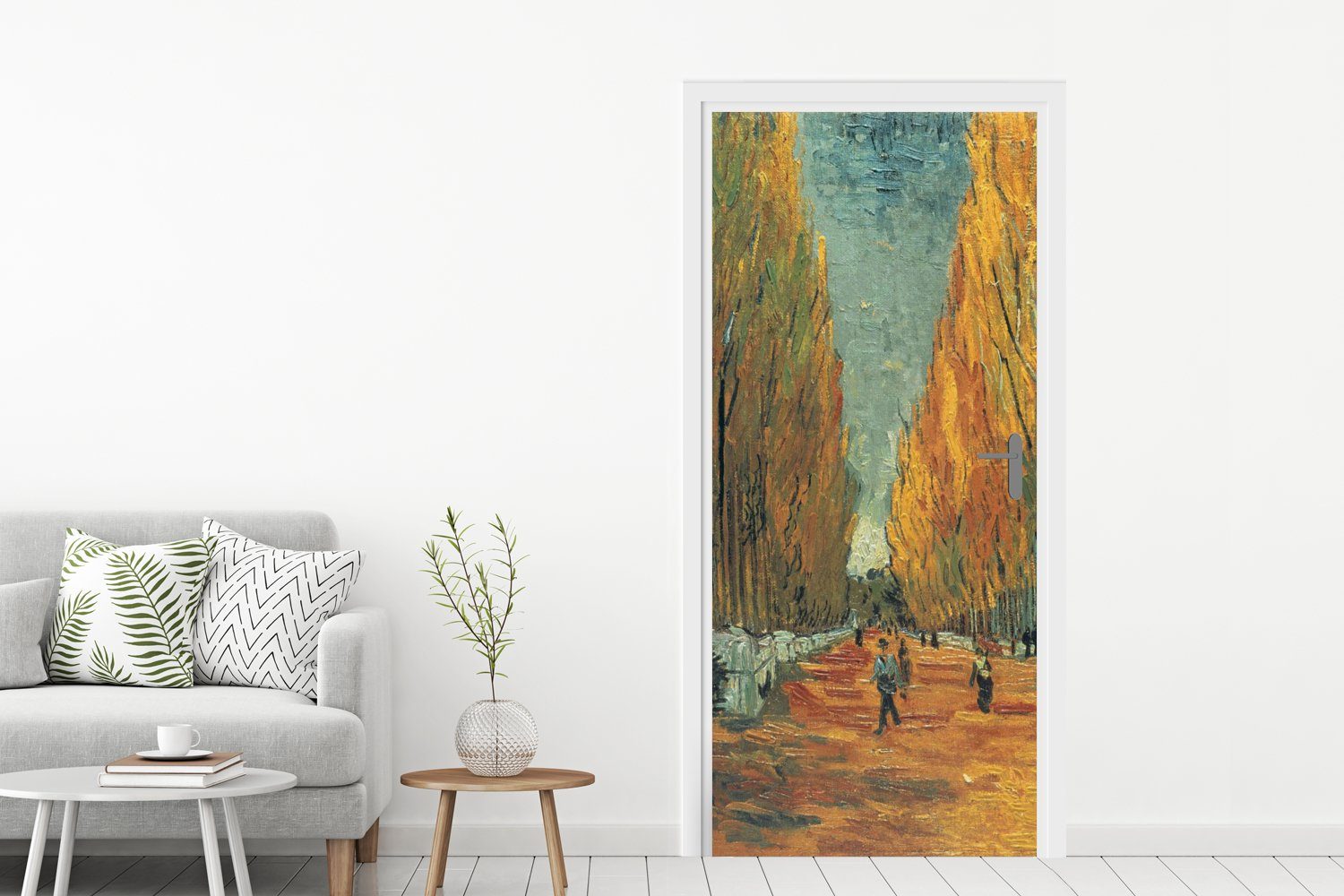 Tür, Türaufkleber, St), für van MuchoWow Felder bedruckt, Matt, Fototapete Vincent (1 75x205 Gogh, cm Elysische - Türtapete