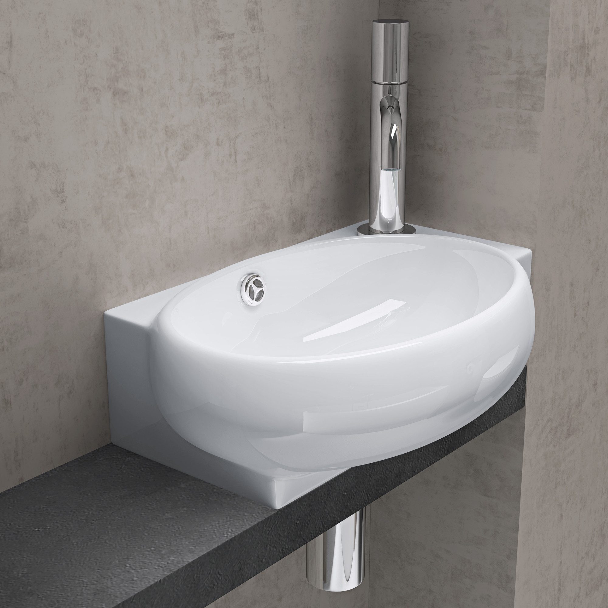 doporro Waschbecken Aufsatzwaschbecken keramik Hängewaschbecken Badezimmer GästeWC Br001