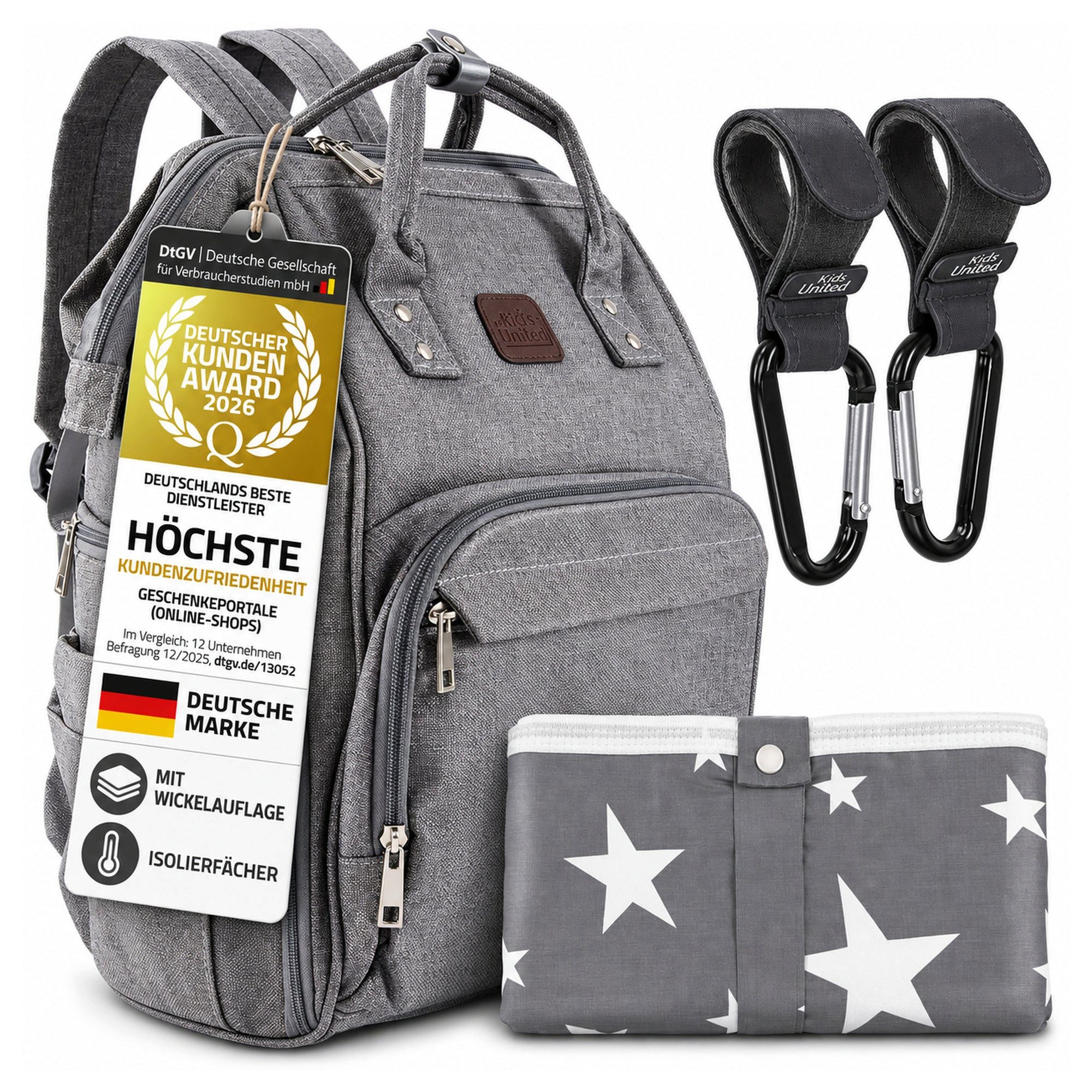 all Kids United Wickelrucksack ALL KIDS UNITED Baby Wickelrucksack mit Wickelauflage & Flaschenfach (Kinderwagengurte & Wickelauflage), Babytasche