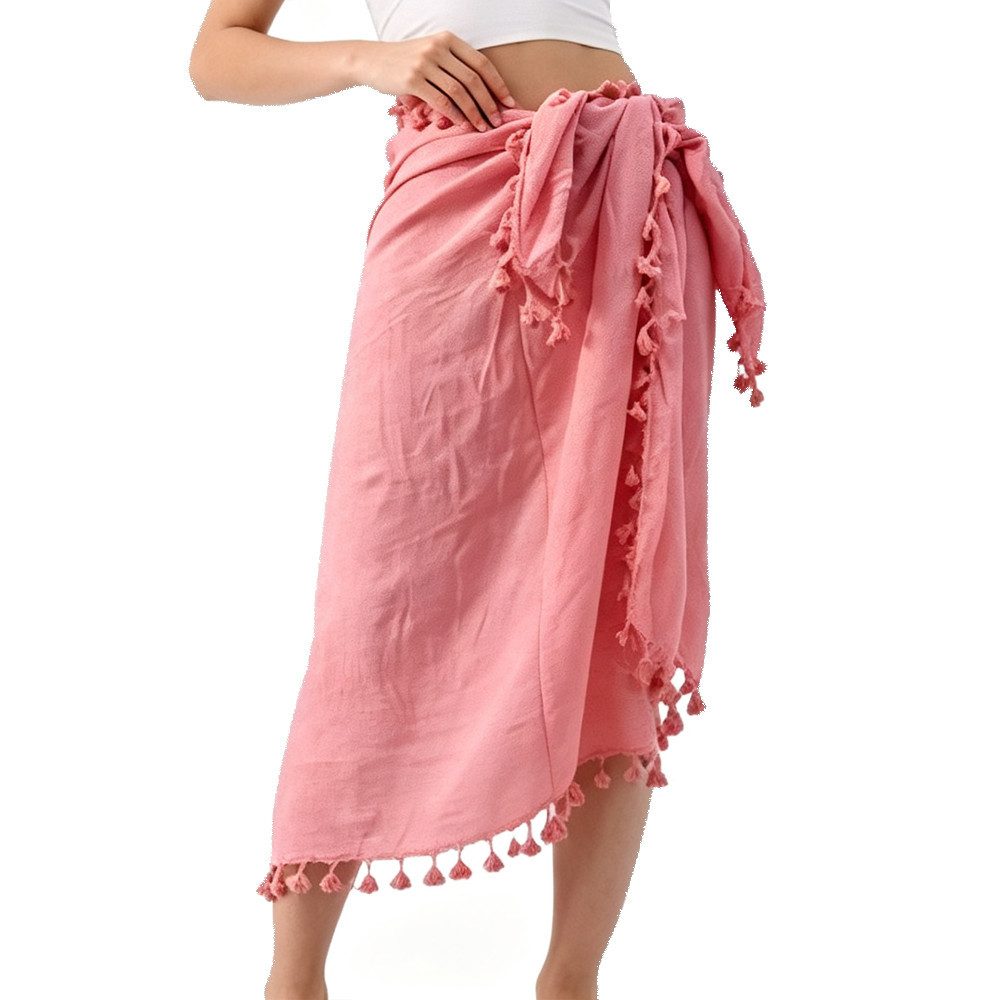 nsihing Sarong Damen Strand-Sarong – Wickel-Strandtuch / Pareo,mit Quasten, langer Strand-Wickelrock,sommerlicher Strand- und Urlaubsschutz