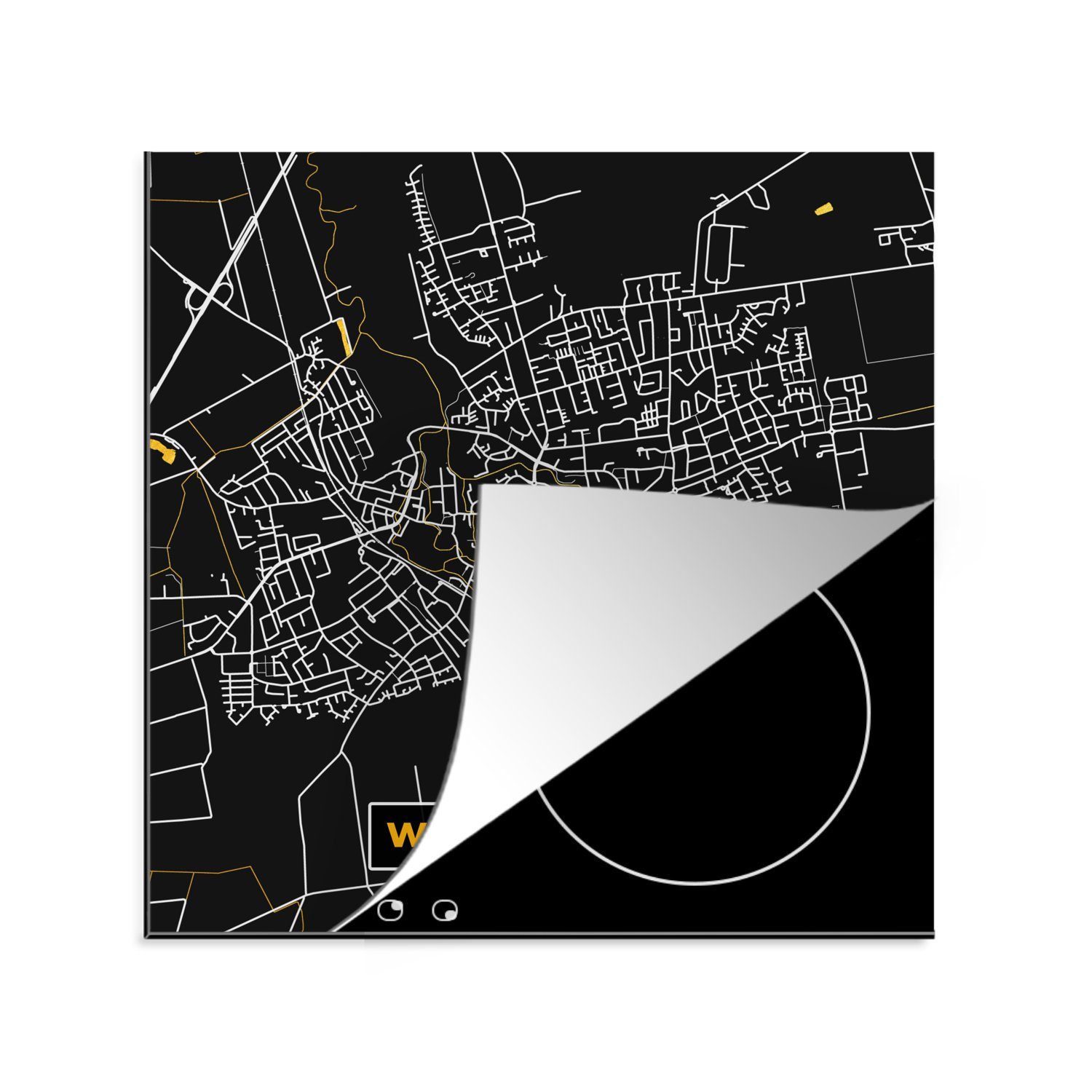 MuchoWow Herdblende-/Abdeckplatte Gold - Deutschland - Karte - Stadtplan - Wolfenbüttel, Vinyl, (1 tlg), 78x78 cm, Ceranfeldabdeckung, Arbeitsplatte für küche