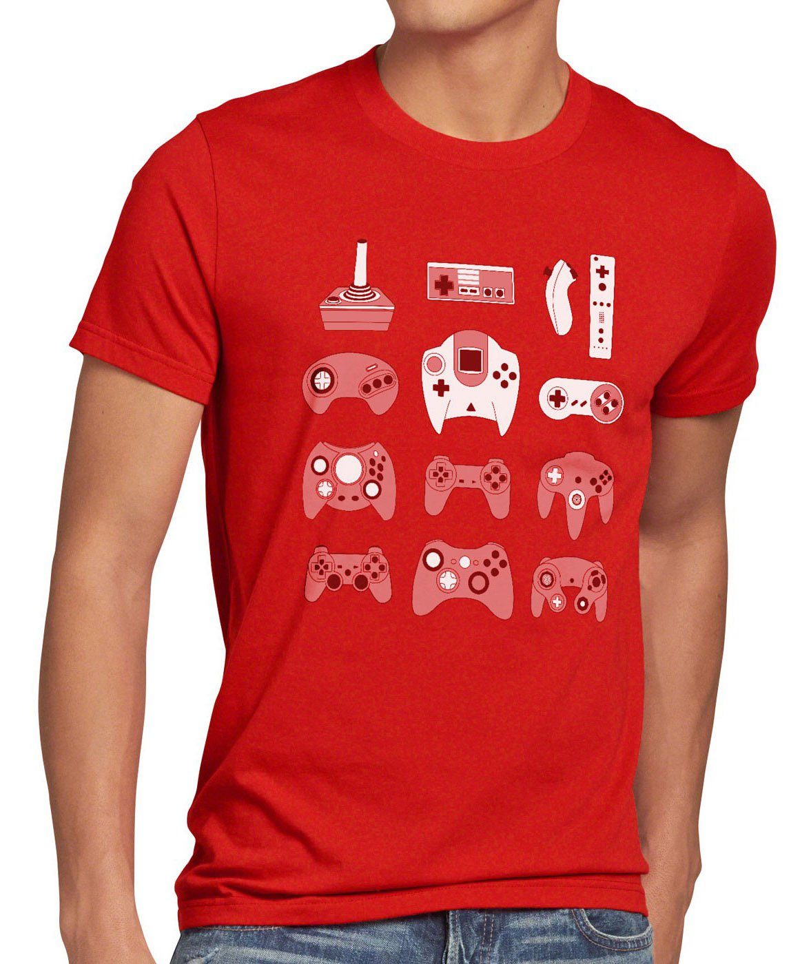 style3 Print-Shirt Herren T-Shirt Gamer super nintendo kart nes snes zelda mario sega sonic wii switch ps4 rot