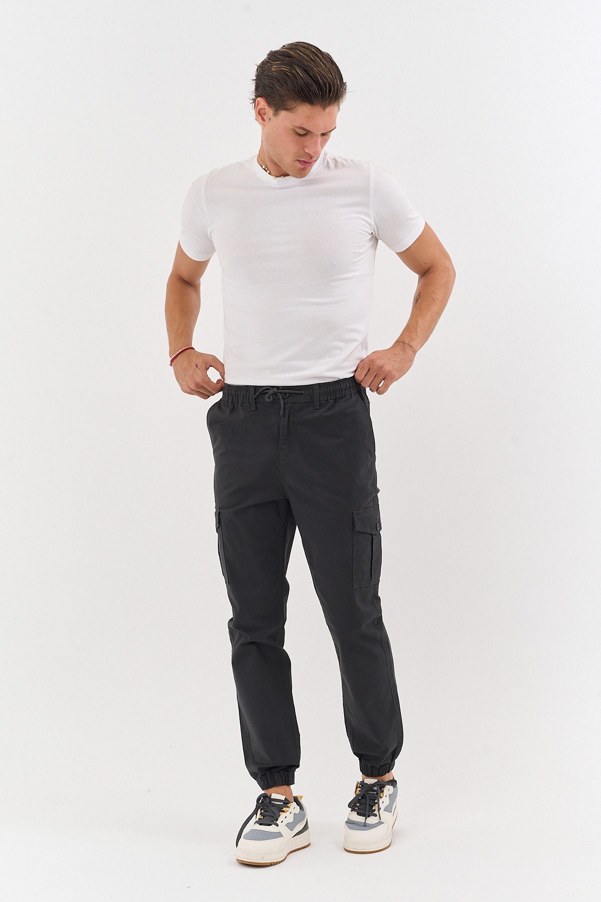 COMEOR Cargohose Herren Stretch Relaxed Fit mit 6 Taschen und Kordelzug Elastischer Beinabschluss, Kordelzug am Bund, Hoher Tragekomfort