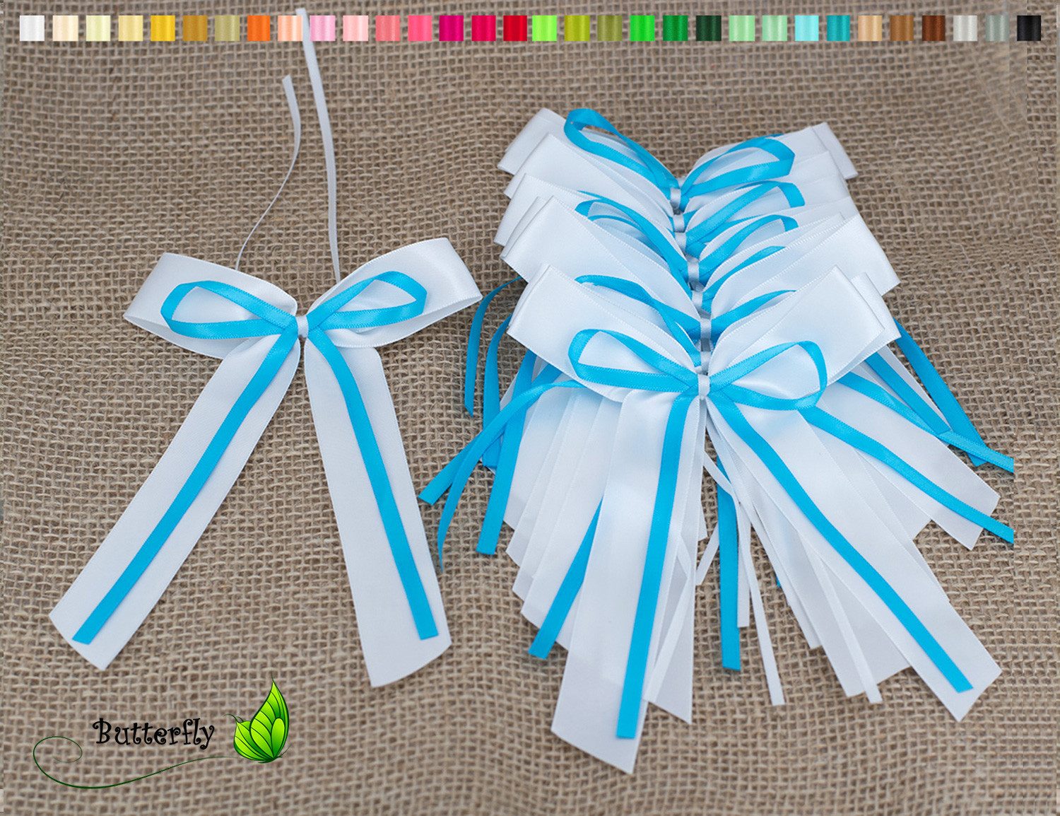 Creativery Geschenkband, Autoschleifen Hochzeit 11x16cm 10 Stück Helltürkis