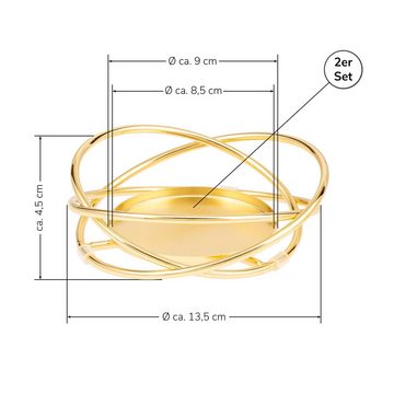 bremermann Kerzenhalter Kerzenständer 2er Set in Kranzform, Kerzenhalter Gold