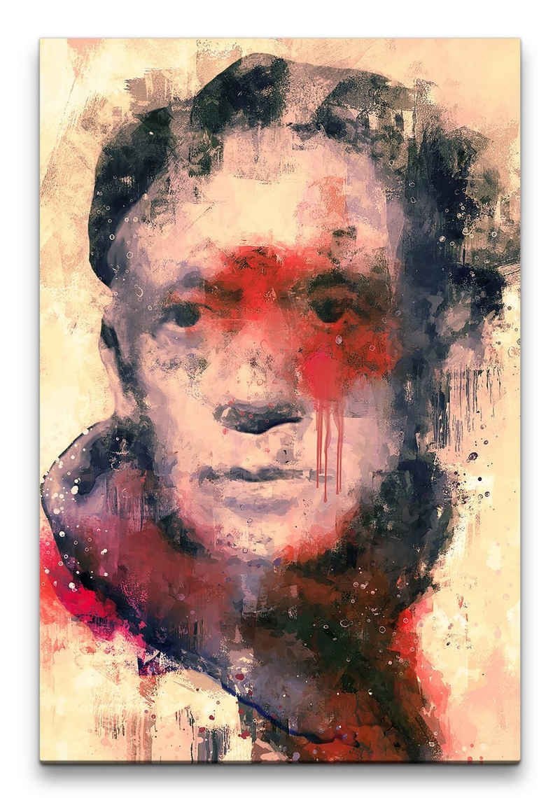 Sinus Art Leinwandbild Pablo Picasso Porträt Abstrakt Kunst Maler Altmeister Kunstikone 60x90cm Leinwandbild