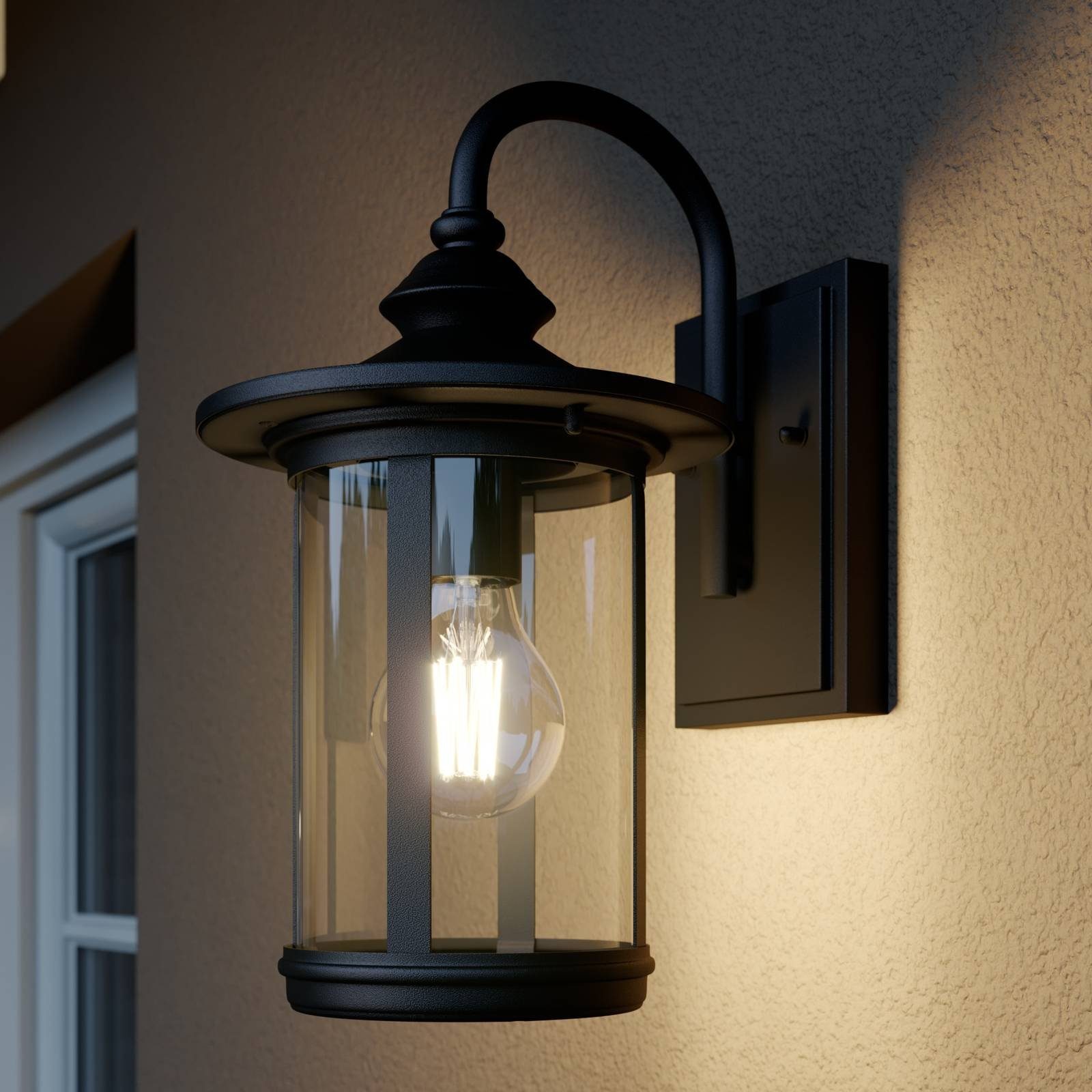 Lindby Außen-Wandleuchte Zayn, Metall, Schwarz IP23, 1 x 60 W